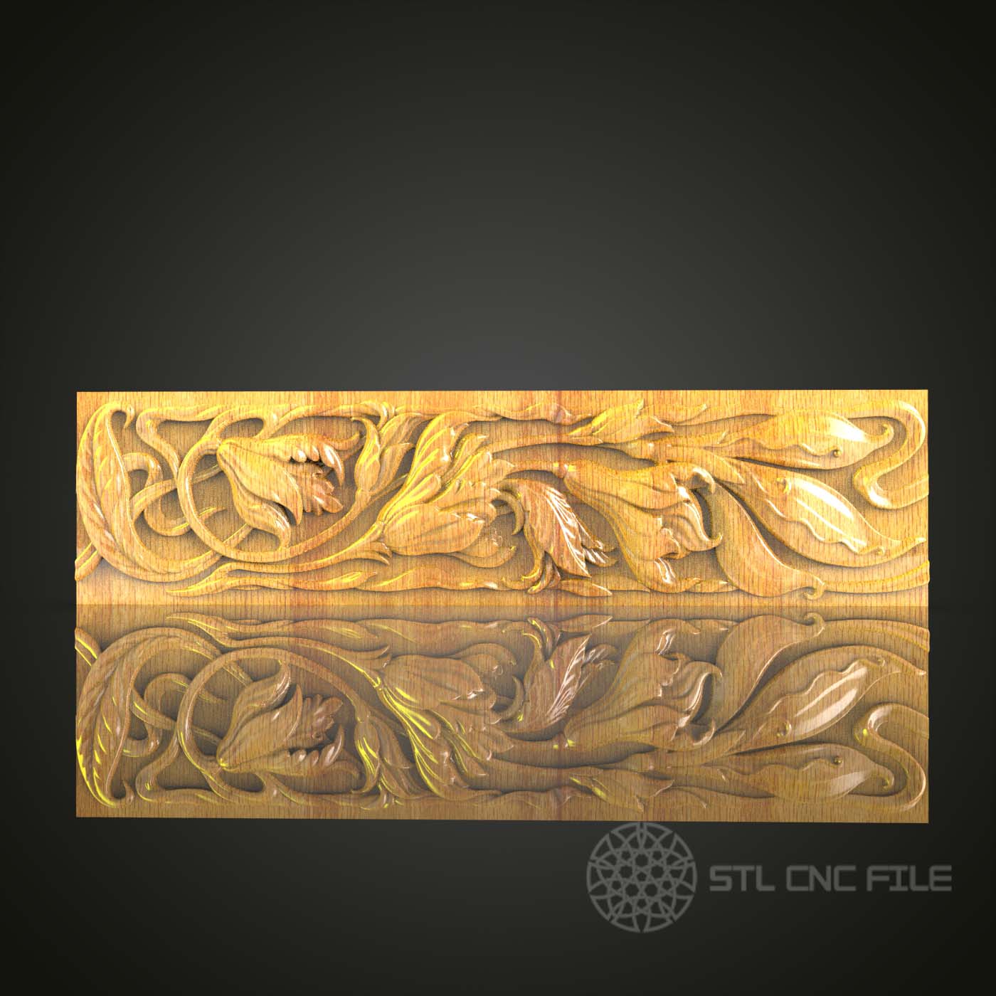 Dragons and Foliage STL Model - Detailed CNC Router Engraving File, Compatible with Artcam & Aspire, Wood Art for Wall Decor, Mythical CNC Design