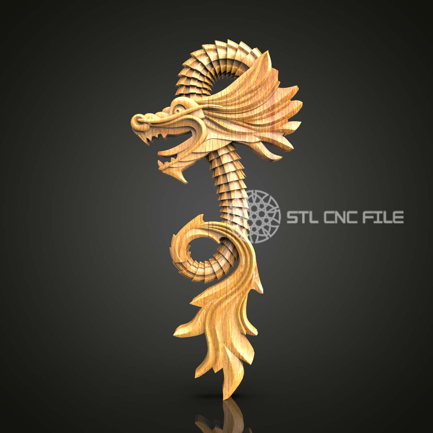 Dragon-Inspired Wall 3D STL Model, CNC Router Art, Mythical Wood Carving File, Engraver's Craft, Digital Download CNC File