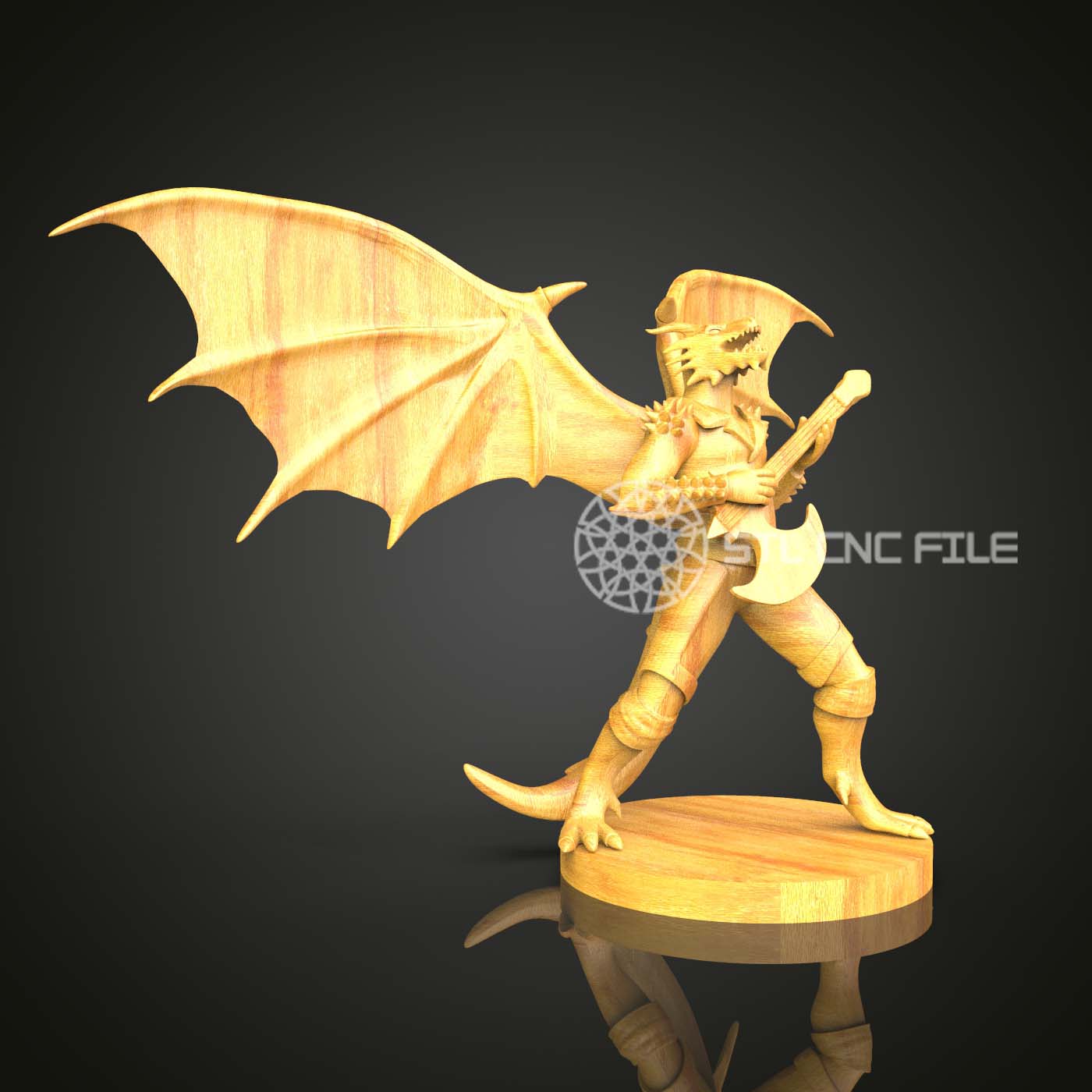 Dragon Knight STL Model for CNC Router Engraving, Artcam, Aspire Files, Wooden Artistic Wall Decor, Digital Cnc Wood Carving Design