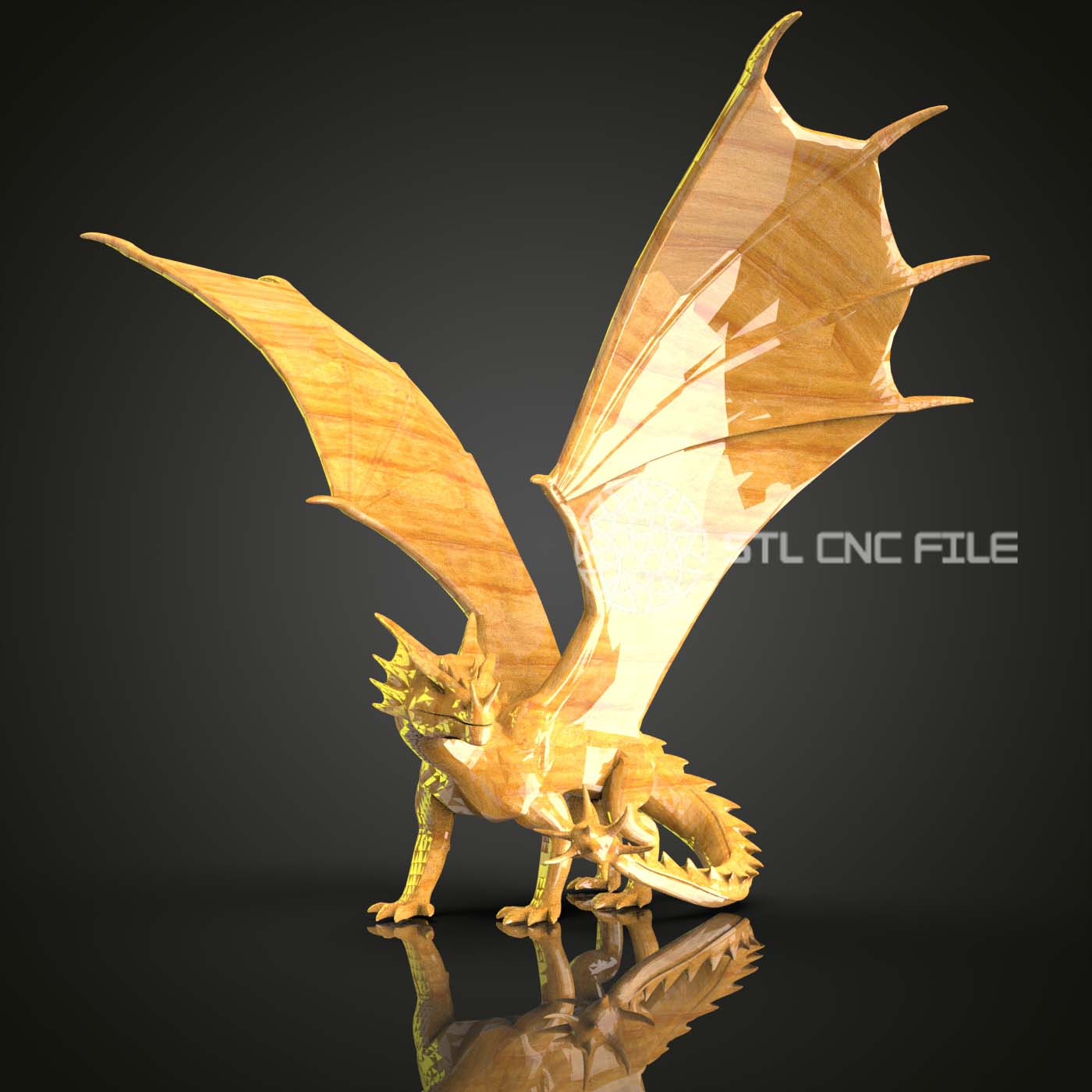 Dragon Majesty STL Model for CNC Router - Artcam, Aspire Wall Decor Files, Engraved Wood Art