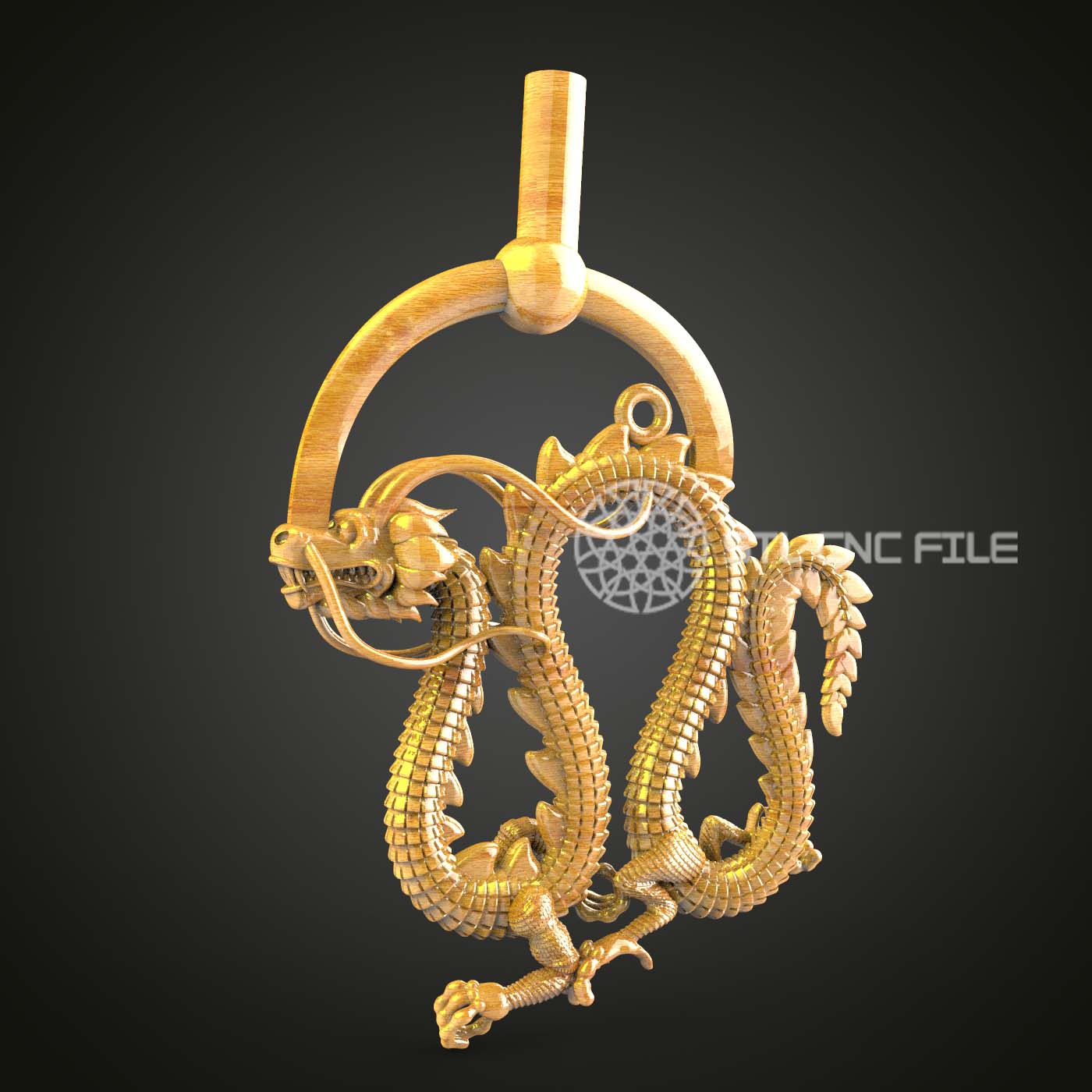 Dragon Ring STL Model, Engraver and CNC Router Compatible, Artcam Aspire 3D File, Wooden Jewelry Art, Unique Wall Hanging Decor, CNC Craft