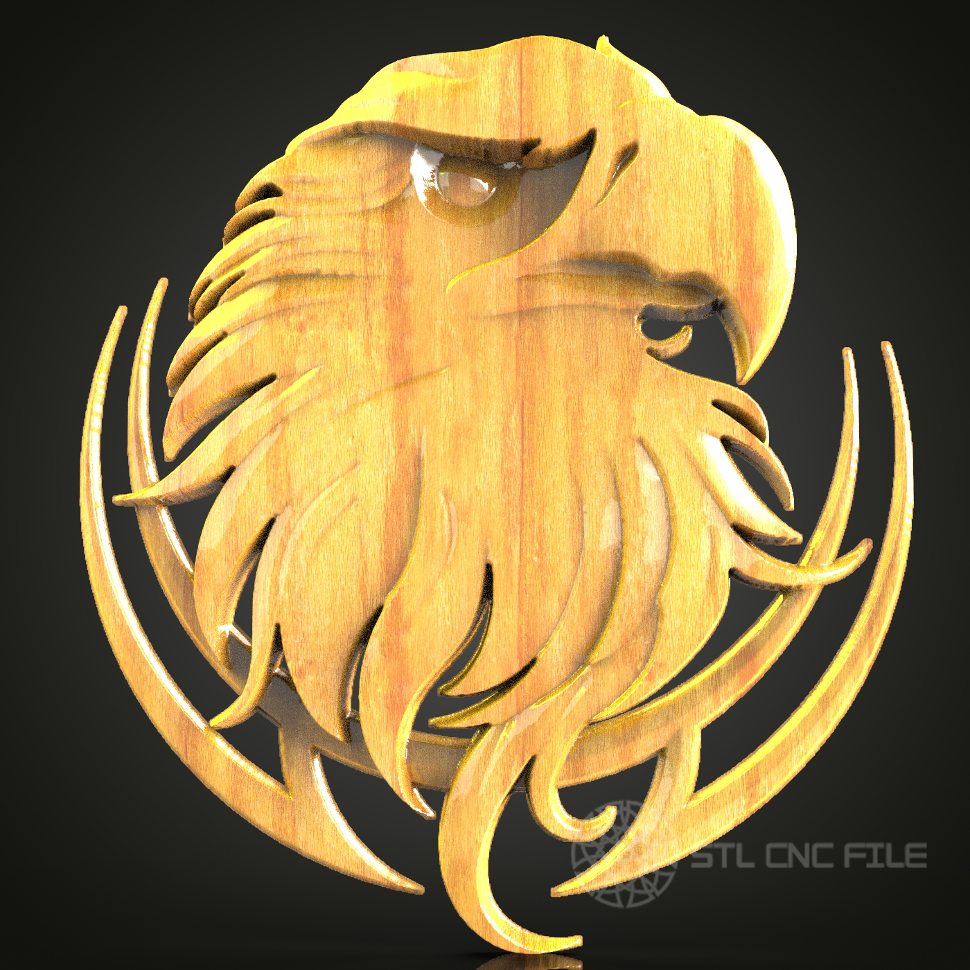 Eagle Emblem STL Model for CNC Routers, Artcam Aspire Wood Carving Files, Majestic Bird Wall Art, CNC Engraving Digital Download