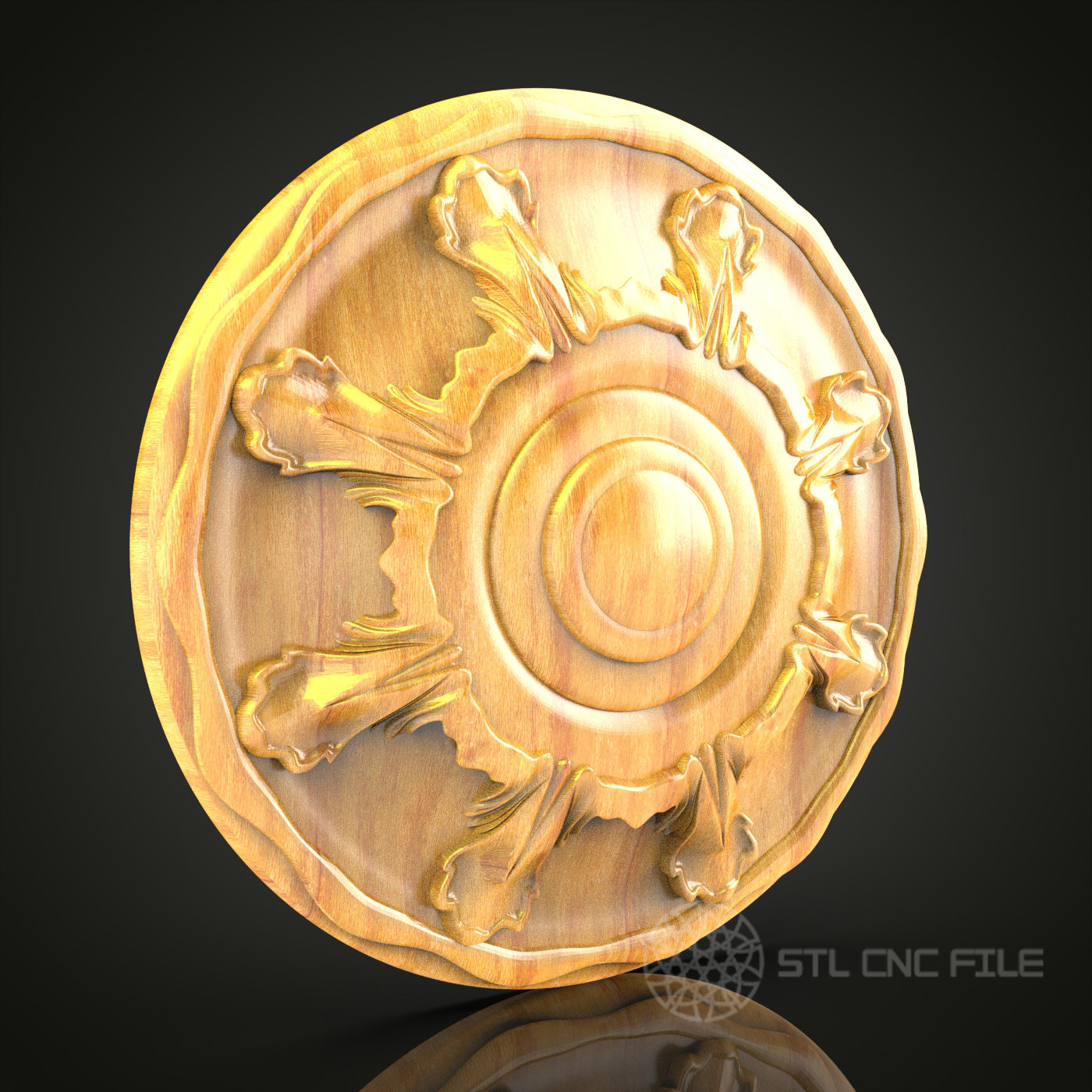 Elegant Laurel Wreath STL Model, CNC Router Engraver File, Artcam Aspire Decorative Wood Art Design