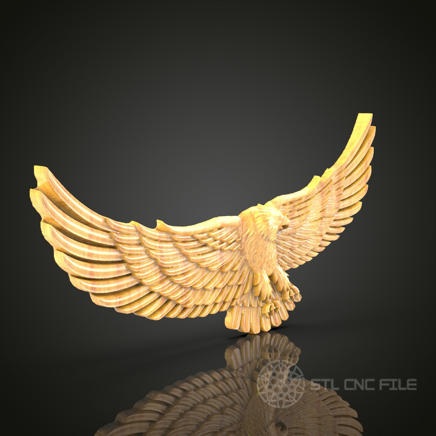 Eagle Wings 3D STL Model for CNC Router - Majestic Bird Wall Art, Digital Carving Files