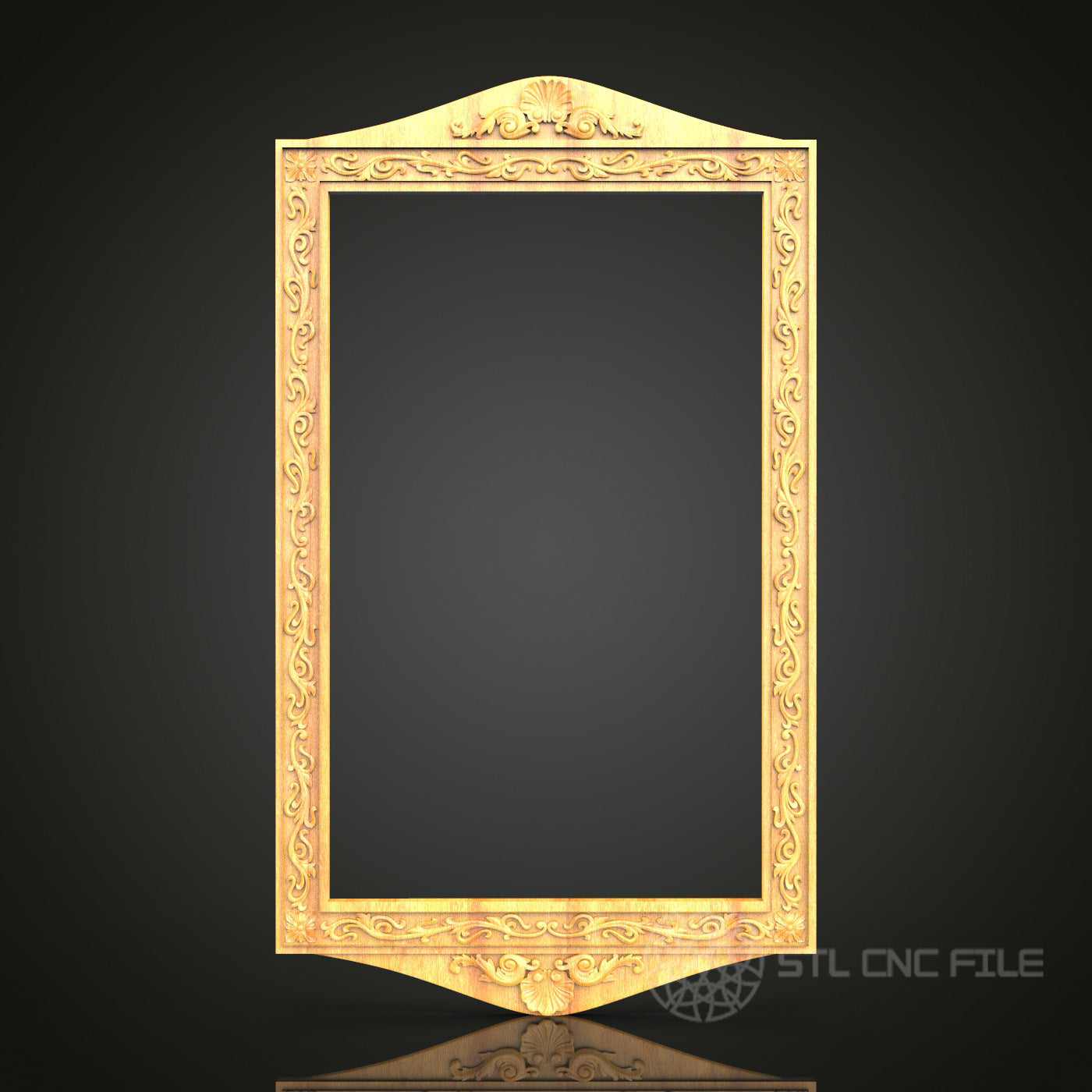 Elegant Arch Top Wood Frame STL Model for CNC Routing - Artcam, Aspire, Woodworking Plans - Luxurious Wall Decor