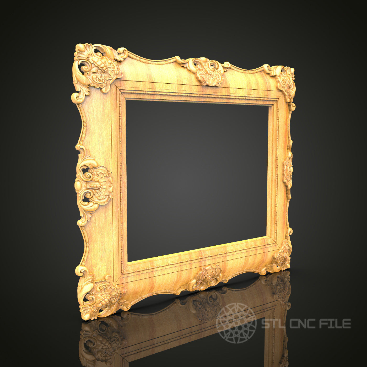 Elegant Rococo STL Model for CNC Routing - Perfect for Artcam, Aspire Enthusiasts - Luxurious Wood Art and Wall Decor