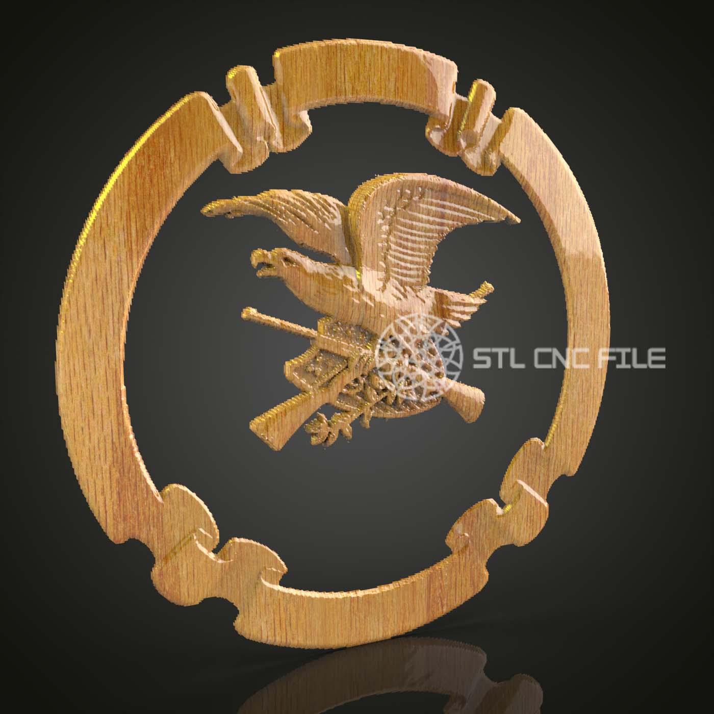 Emblème Aigle en Vol STL pour CNC, Fichier Routeur Décoratif, Modèle Artcam Aspire, Art Mural en Bois, Symbole de Liberté CNC, Gravure Aigle 3D