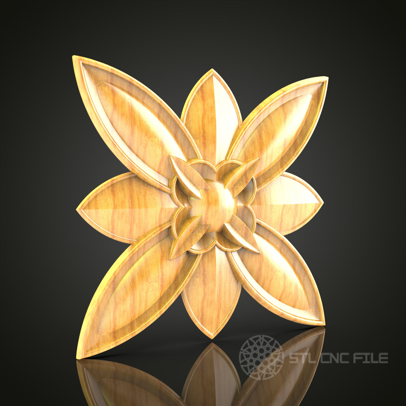 Floral Bloom STL Model - CNC Router Digital File for Artcam, Aspire - Wood Art Wall Decor, CNC Engraver Design