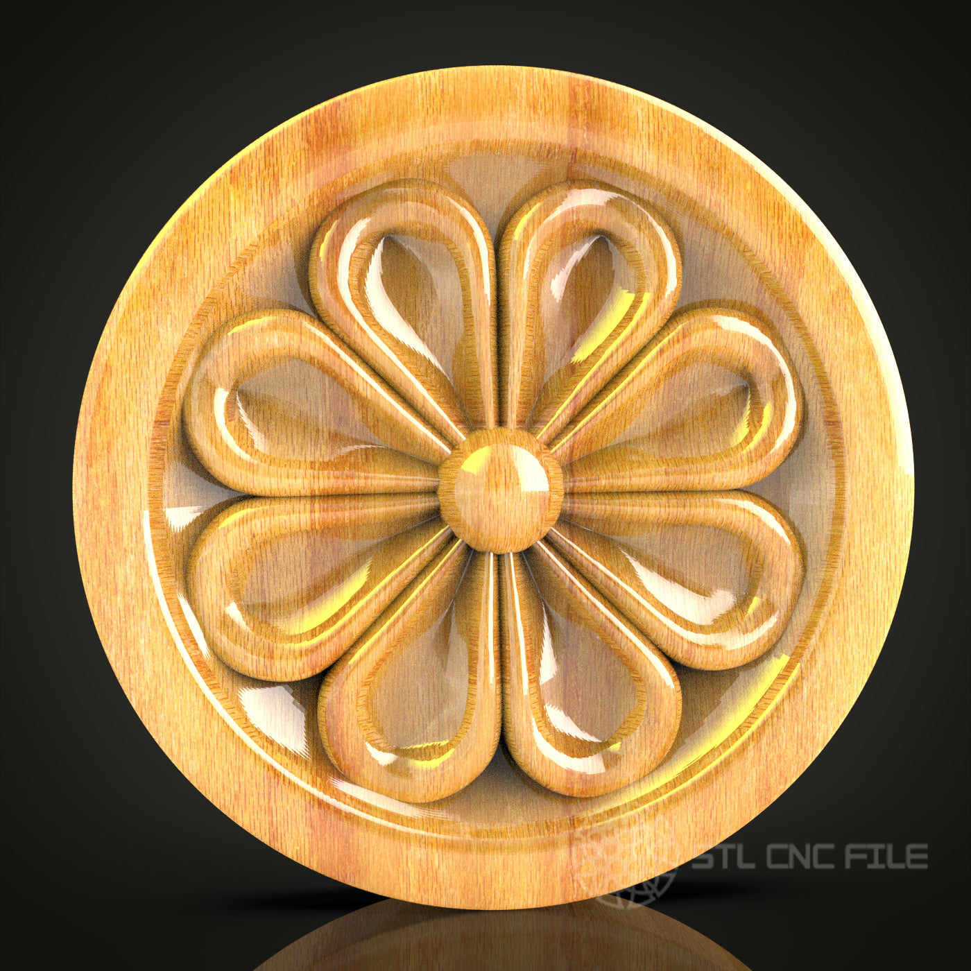 Floral Rosette STL Model for CNC Router - Elegant Wooden Wall Decor, Artcam, Aspire, CNC Files