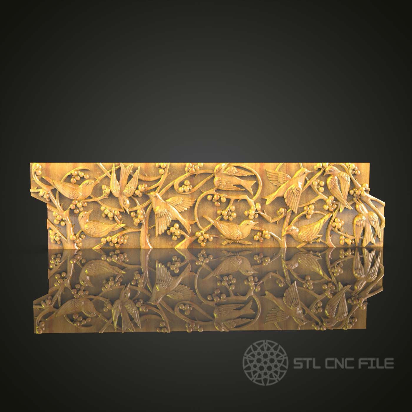 Forest Birds and Berries STL Model - CNC Router Engraving File, Artcam & Aspire Compatible, Wood Art for Nature-Inspired Wall Decor