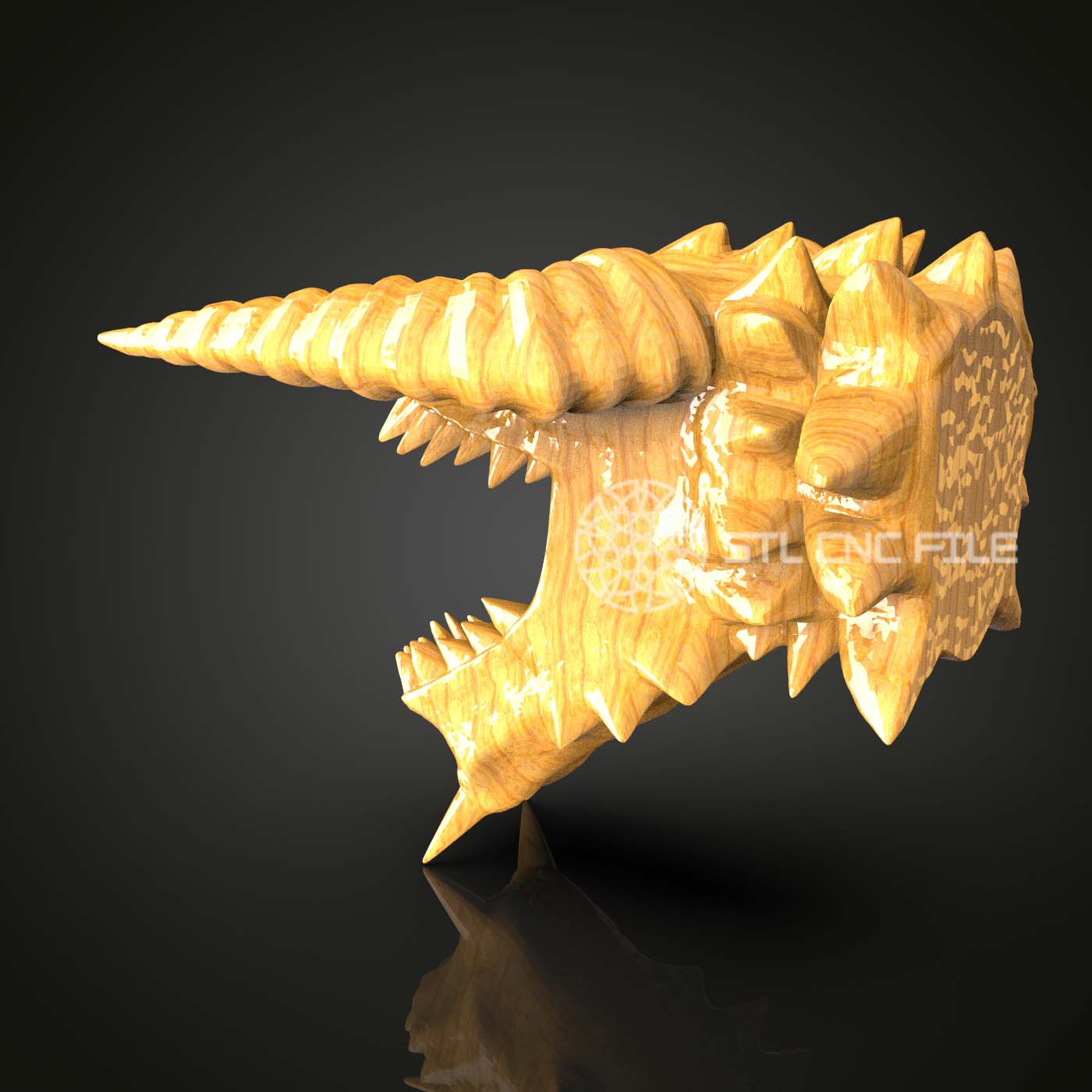 Fierce Dragon Head STL Model – CNC Router Engraver File, Woodworking Art, Compatible with Artcam/Aspire, Majestic Wall Decor, CNC Craft
