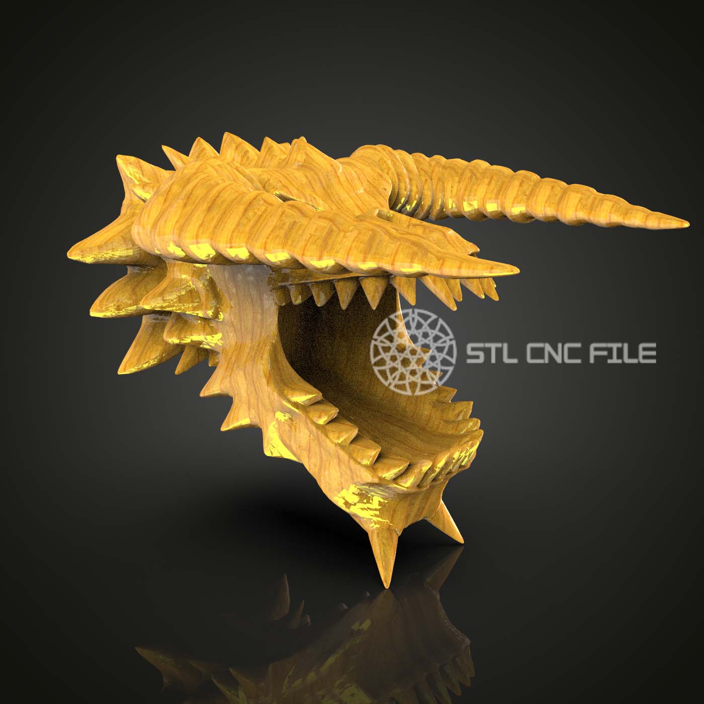 Fierce Dragon Head STL Model – CNC Router Engraver File, Woodworking Art, Compatible with Artcam/Aspire, Majestic Wall Decor, CNC Craft