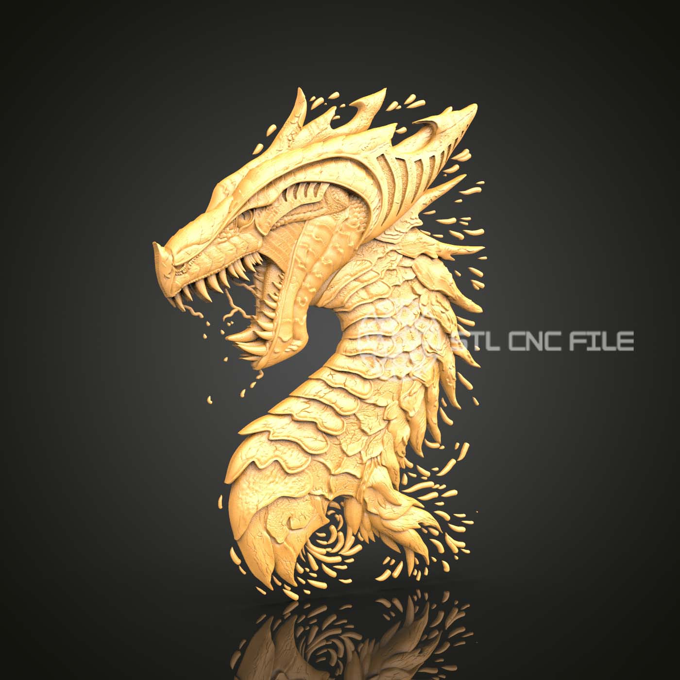 Fiery Dragon STL Model, CNC Router Engraving, Artcam Aspire 3D File, Wood Art Timepiece, Dragon Wall Decor Clock, CNC Woodworking Plan