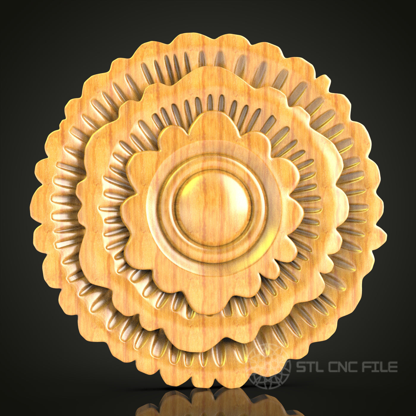 Floral Layered Medallion STL Model, CNC Router Engraver Design, Artcam Aspire Wood Wall Decor