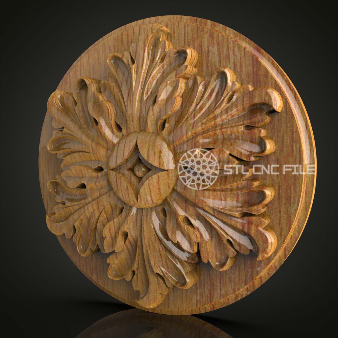 Floral Mandala STL File - Decorative CNC Carving Design