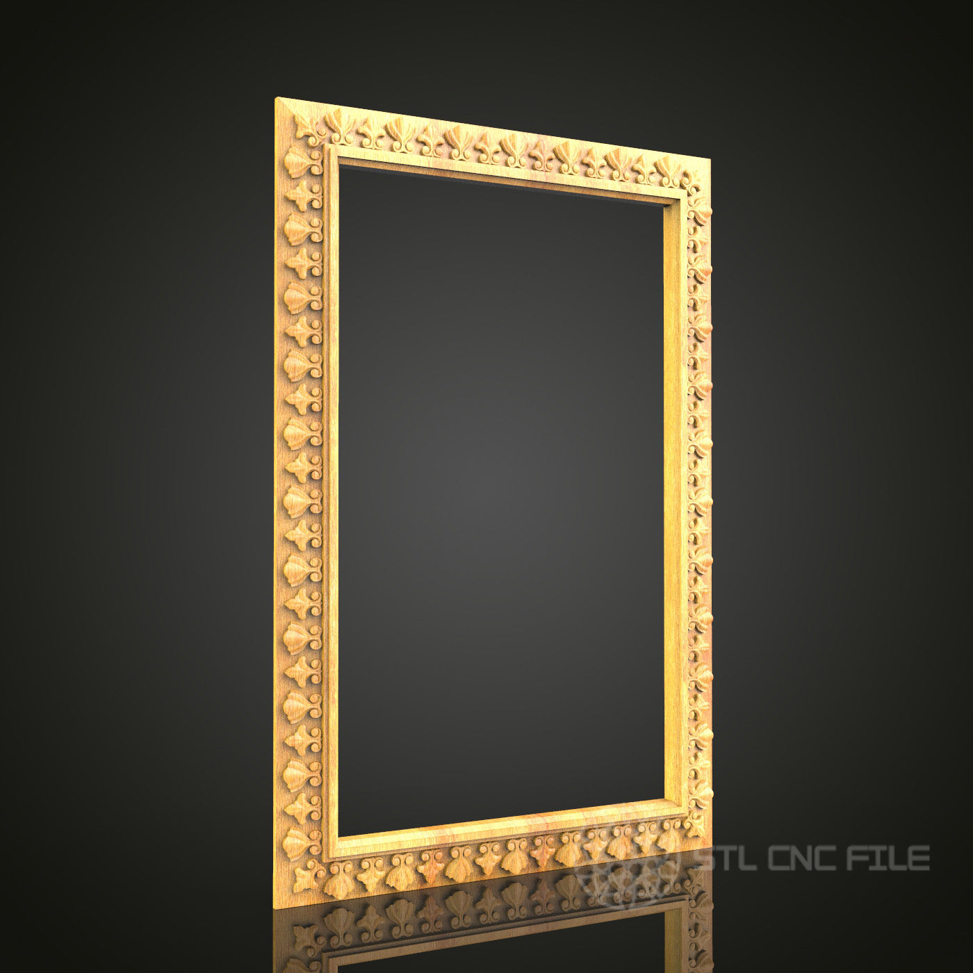 Floral Motif Frame STL Model for CNC Routers - Compatible with Artcam, Aspire Elegant Wood Art & Decor