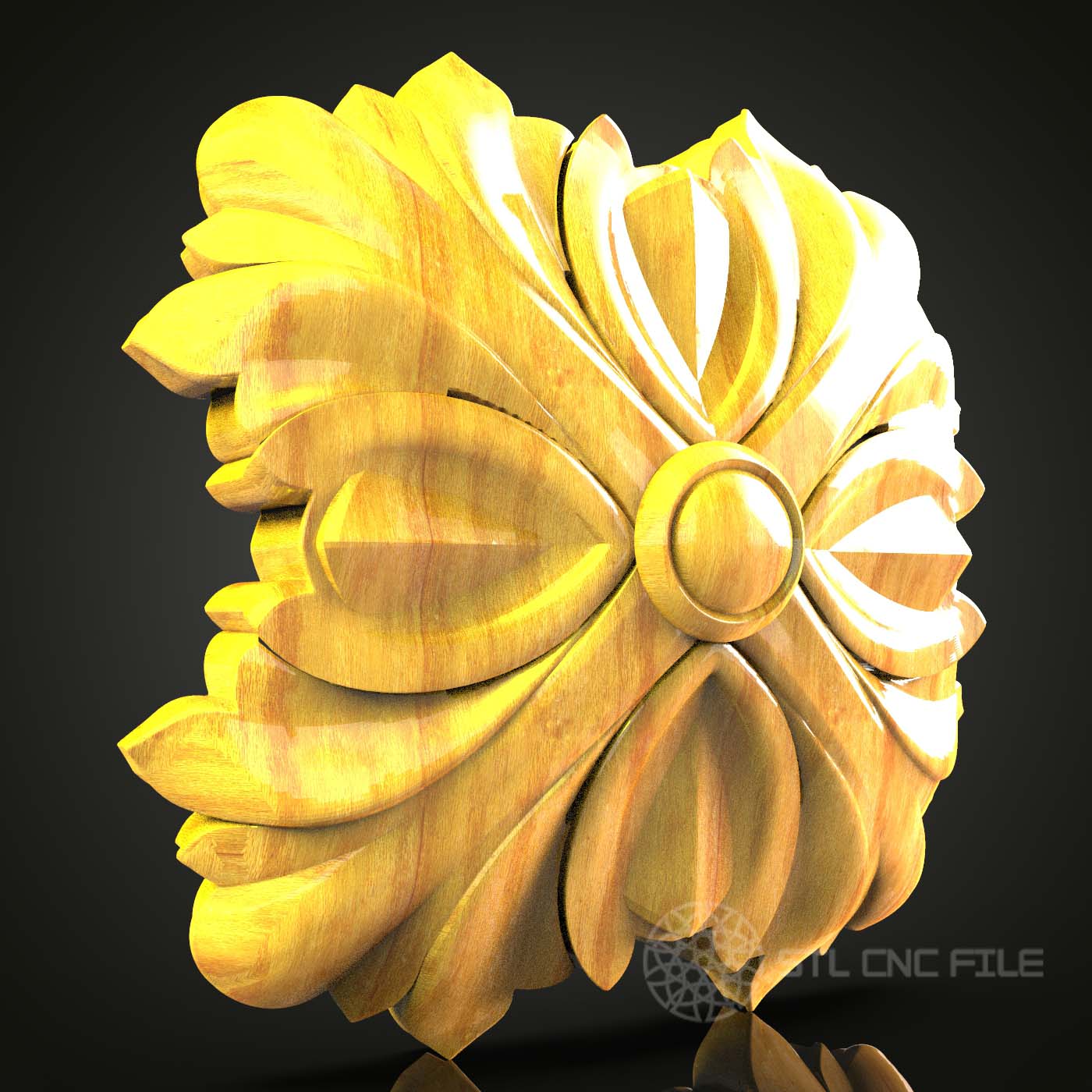Floral Rosette STL Model for CNC Router - Elegant Wood Art Wall Decor, Compatible with Artcam, Aspire