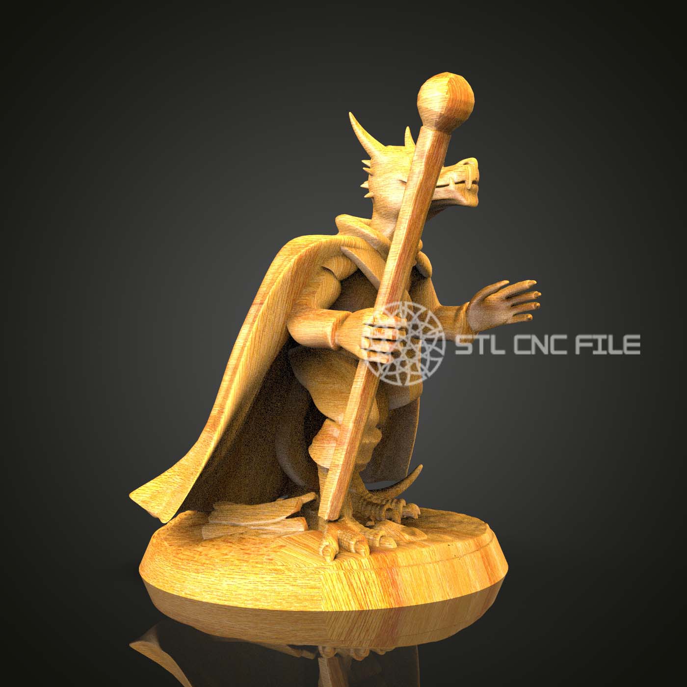 Gargoyle King STL Model for CNC Routers, Gothic Wood Carving Design, Artcam Aspire Compatible, Fantasy Art for Home Decor