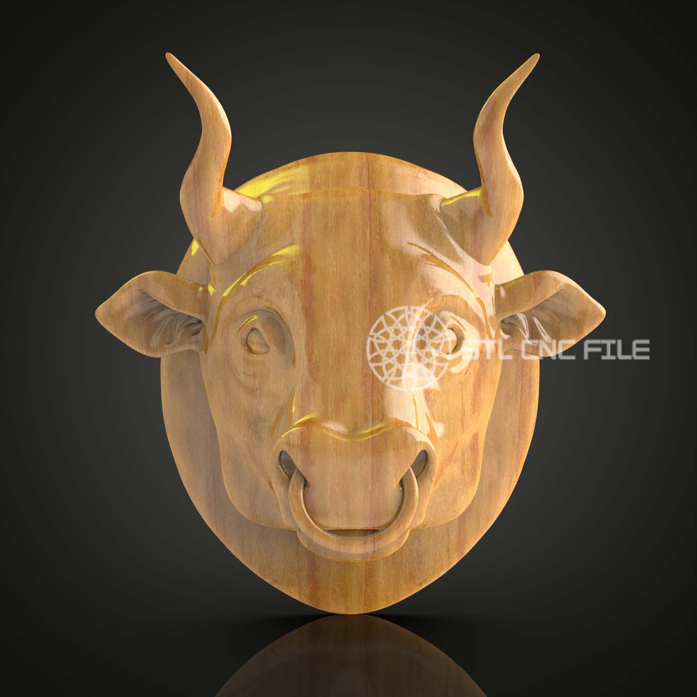 Gentle Bull - Friendly Bovine STL Model, CNC Router Artcam/Aspire File, Rustic Farmhouse Wall Decor