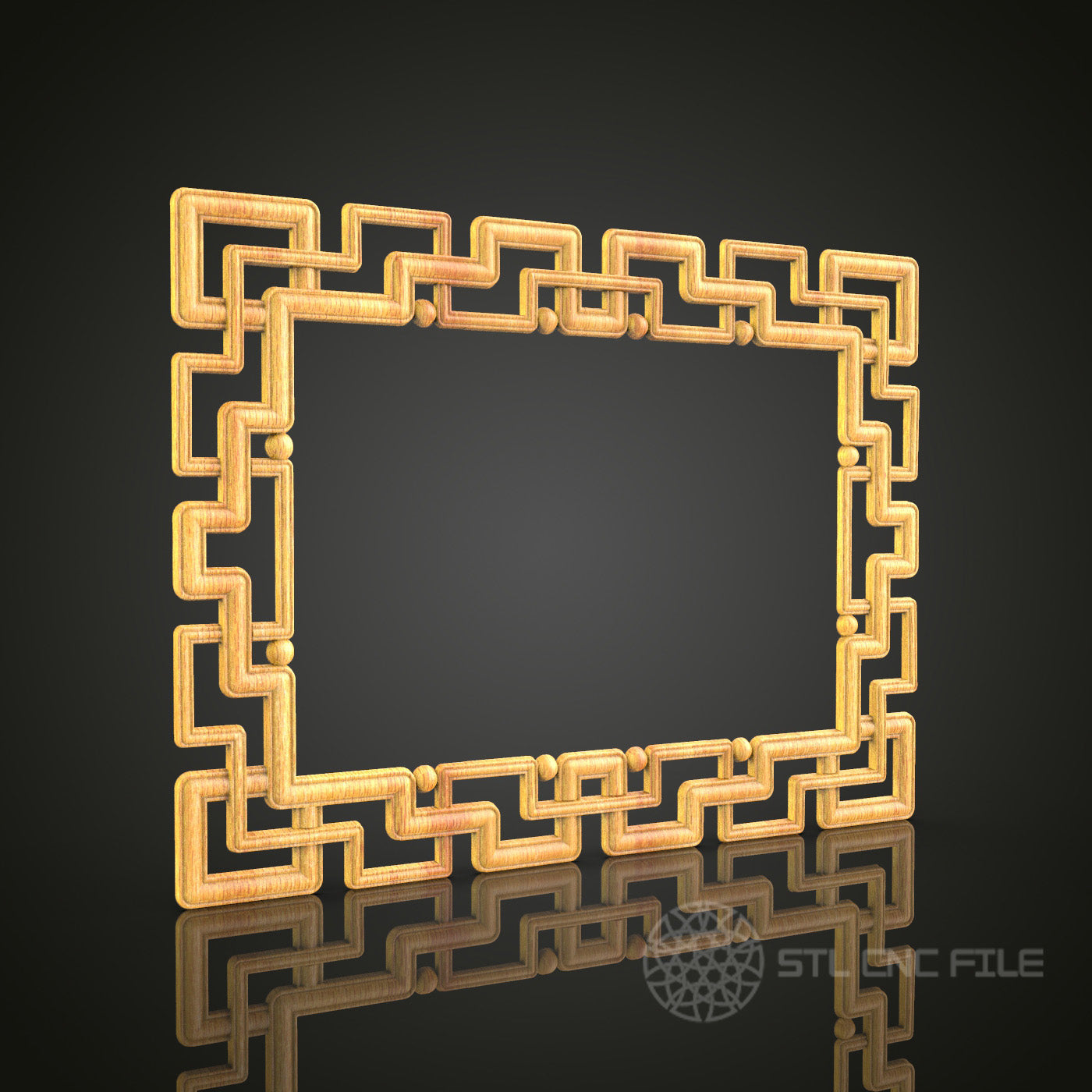 Geometric Art Deco-Style Mirror Frame STL Model for CNC Router - Modern Wood Art Decor, Compatible with Artcam, Aspire