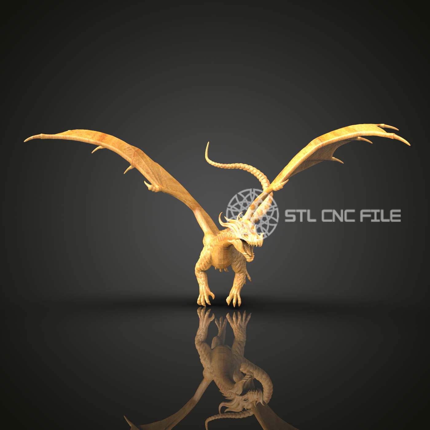 Grand Dragon STL File for CNC Wood Carving, Artcam Aspire Router Model, Mythical Creature Wall Art, Majestic Wooden Decor Design
