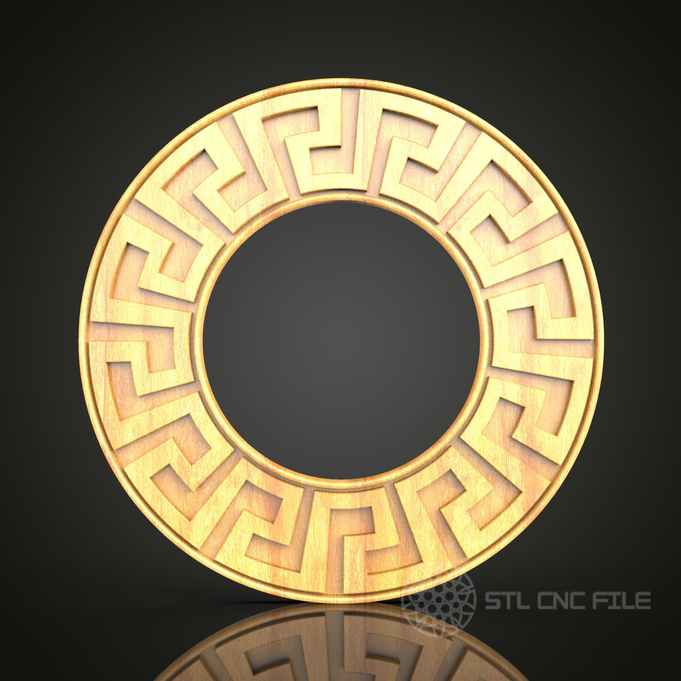 Greek Key Round Frame STL Model for CNC Router, Artcam Aspire Compatible, Classical Wall Art
