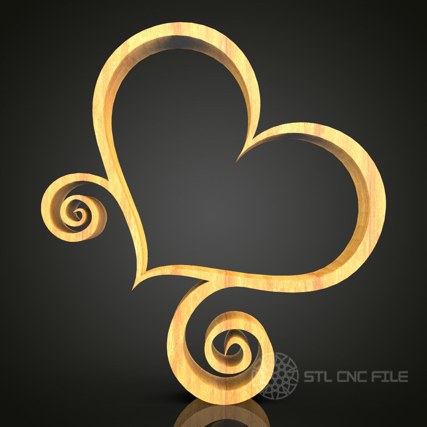 Heart Swirl Decorative Frame STL Model for CNC Router, Artcam Aspire Compatible, Romantic Wall Art