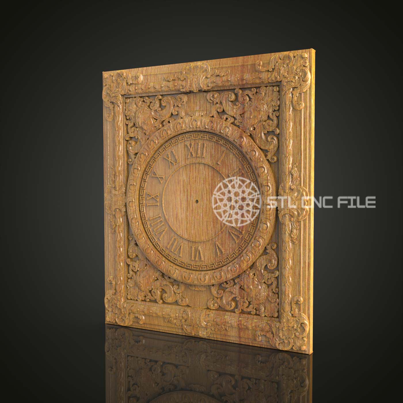 Horloge Ornée STL pour CNC, Design Baroque en Bois, Modèle Artcam Aspire, Art Mural Vintage, Fichiers Gravure Élégante, Décoration Temps Antique CNC