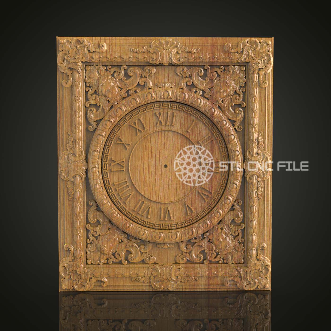 Horloge Ornée STL pour CNC, Design Baroque en Bois, Modèle Artcam Aspire, Art Mural Vintage, Fichiers Gravure Élégante, Décoration Temps Antique CNC