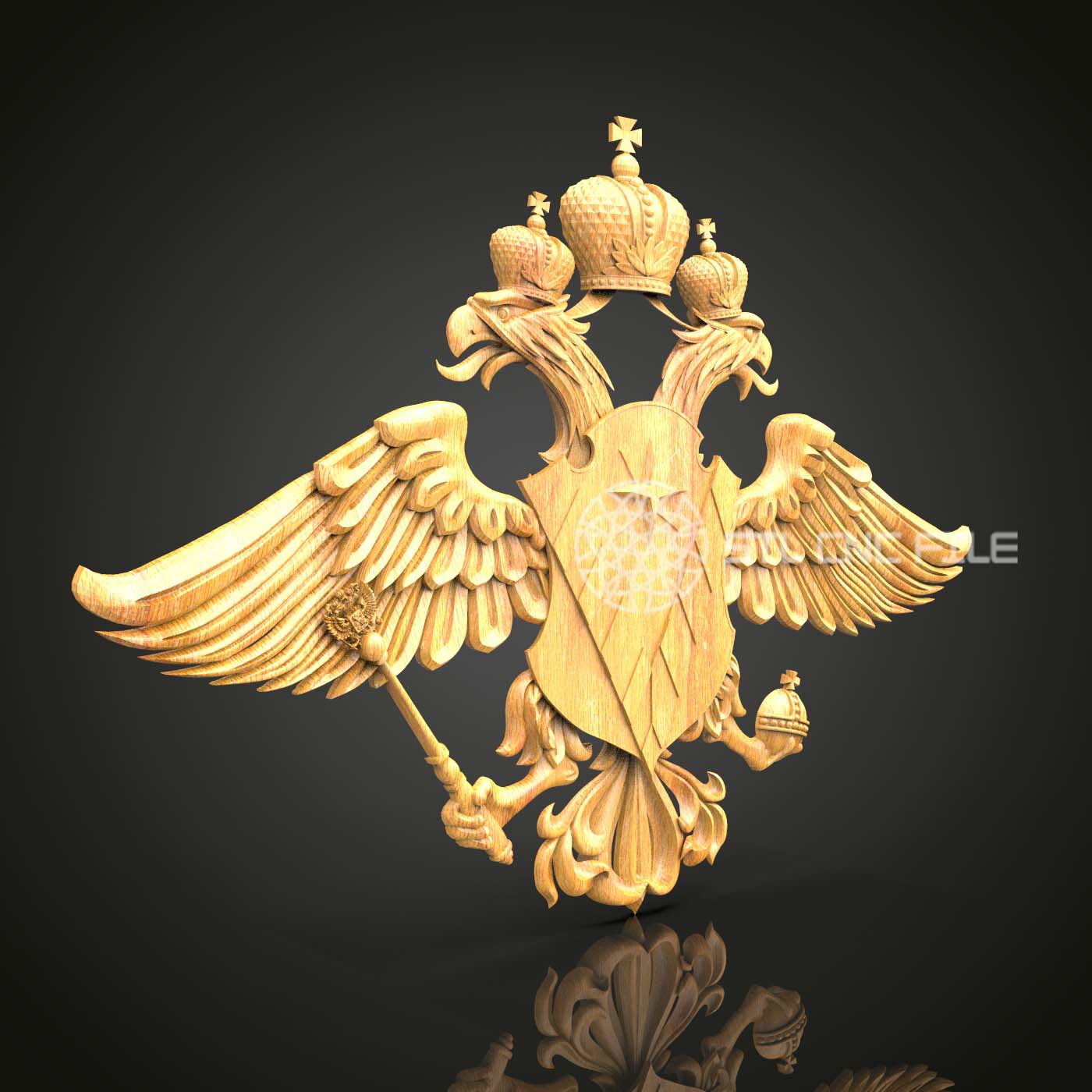 Imperial Dragon Crest STL Model - CNC Router Engraving, Regal Heraldic Wood Art, Artcam/Aspire Compatible, Dragon Emblem Wall Decor, 3D CNC