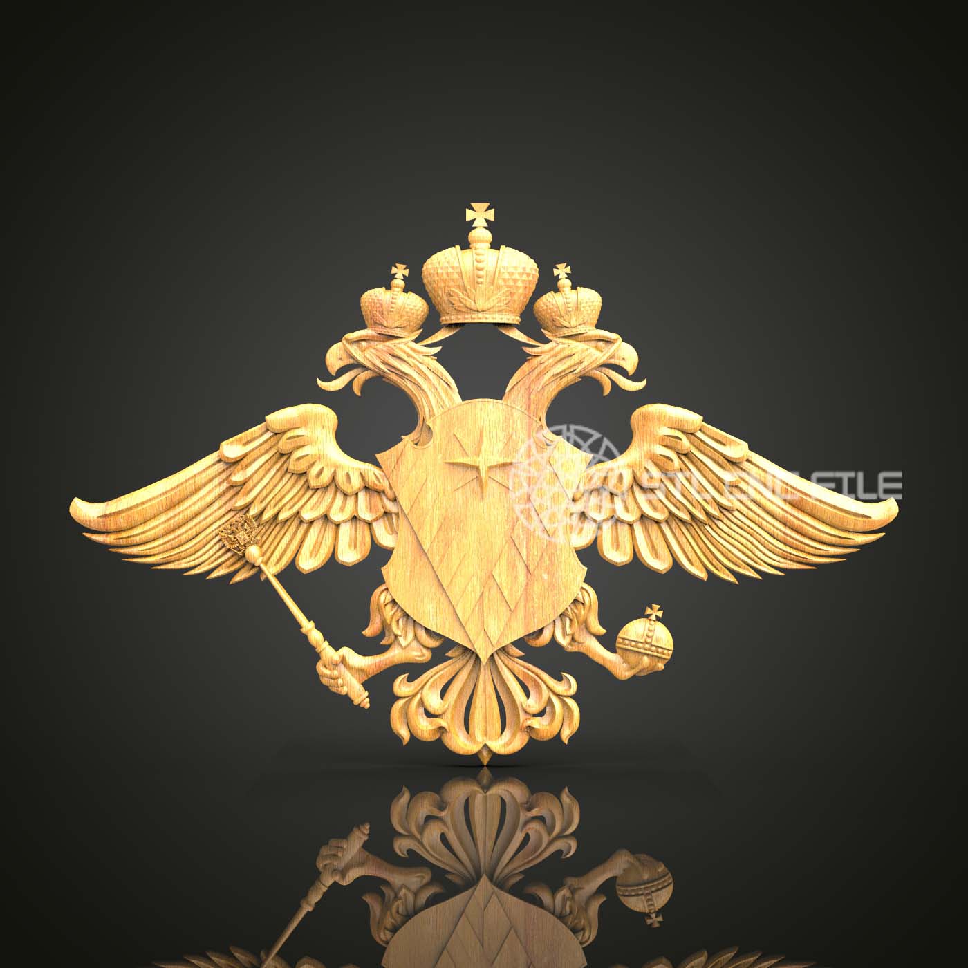 Imperial Dragon Crest STL Model - CNC Router Engraving, Regal Heraldic Wood Art, Artcam/Aspire Compatible, Dragon Emblem Wall Decor, 3D CNC