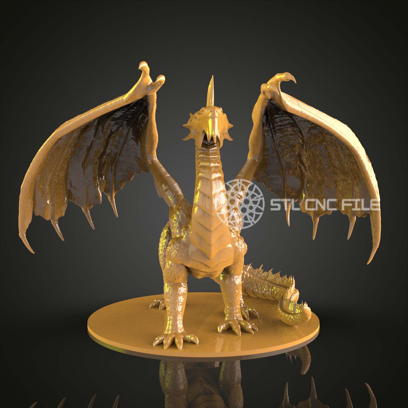 Impressive Dragon STL Model - CNC Router File, Artcam Aspire, Wall Decor Art, Wood Carving CNC Design