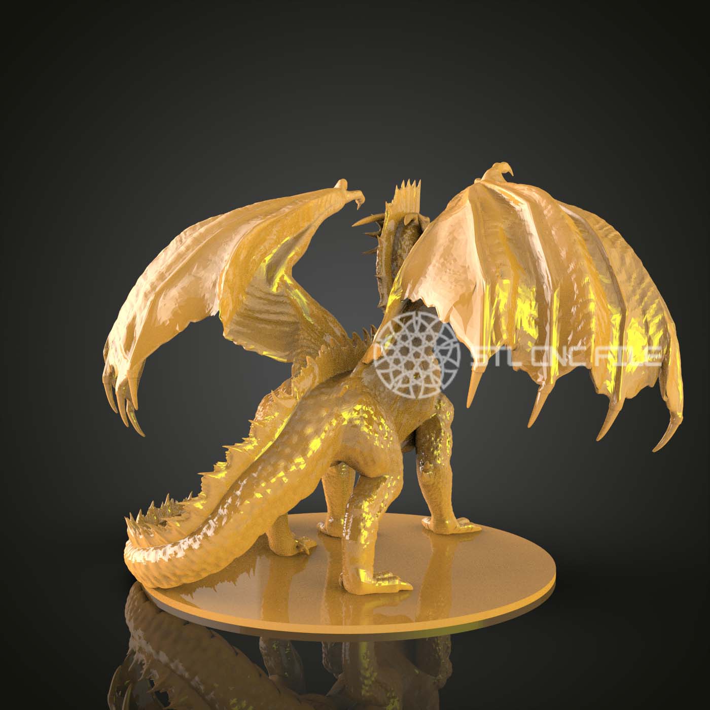 Impressive Dragon STL Model - CNC Router File, Artcam Aspire, Wall Decor Art, Wood Carving CNC Design
