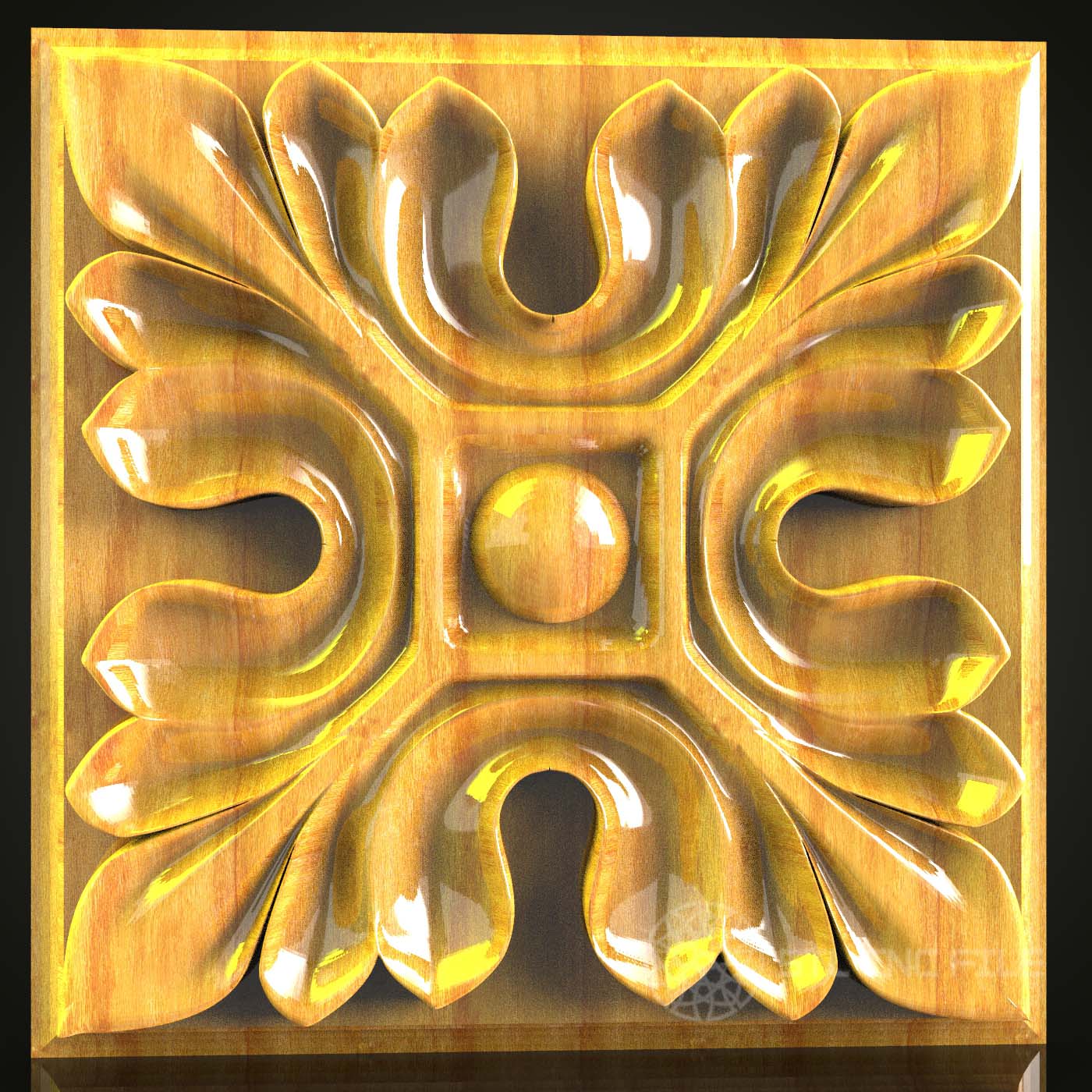 Intricate Floral Relief STL Model for CNC Router - Elegant Wood Art Decor, Compatible with Artcam, Aspire