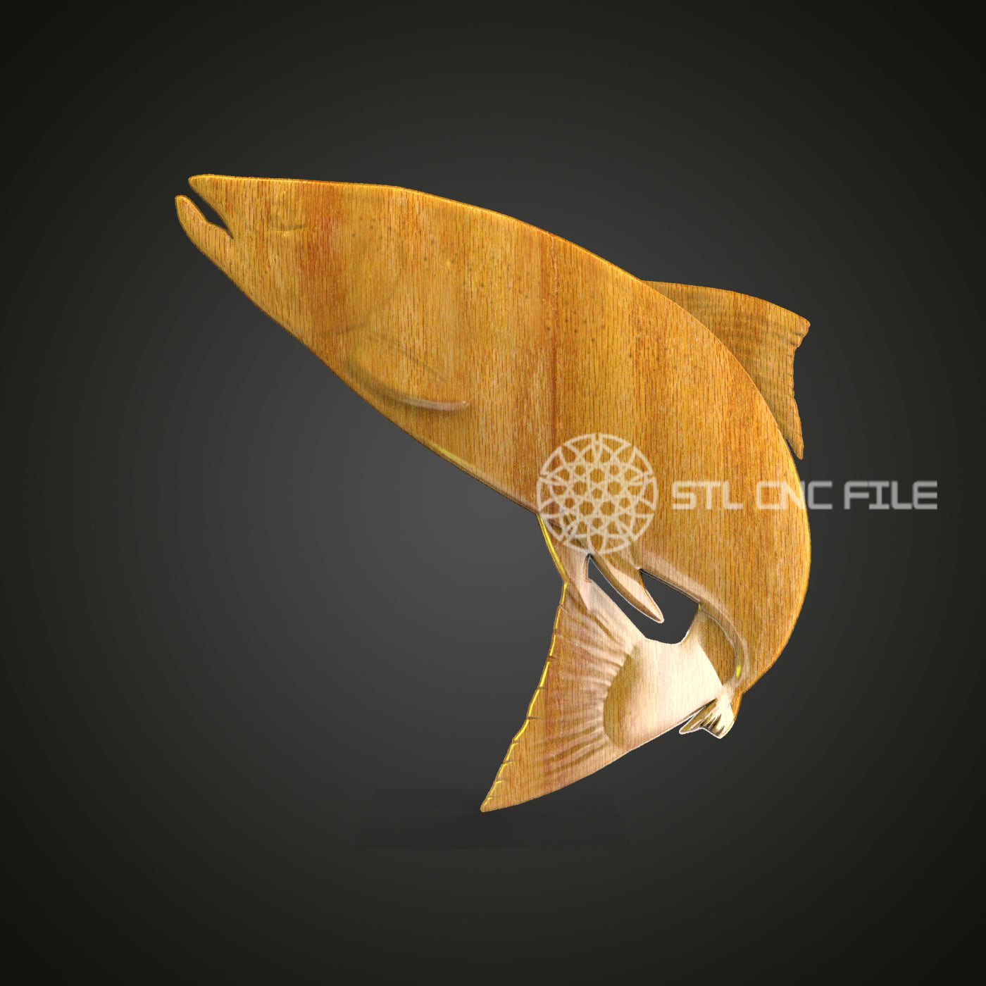 Leaping Salmon 3D STL Model, Perfect for CNC Router Engraving, Artcam & Aspire Compatible, Ideal for Fishing Wall Art