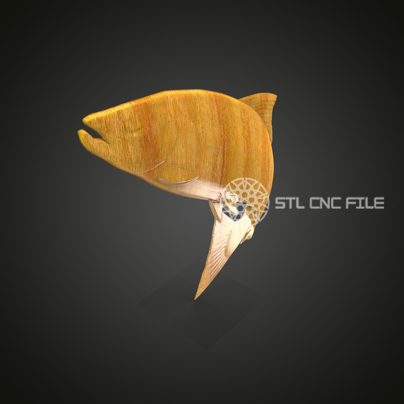 Leaping Salmon 3D STL Model, Perfect for CNC Router Engraving, Artcam & Aspire Compatible, Ideal for Fishing Wall Art