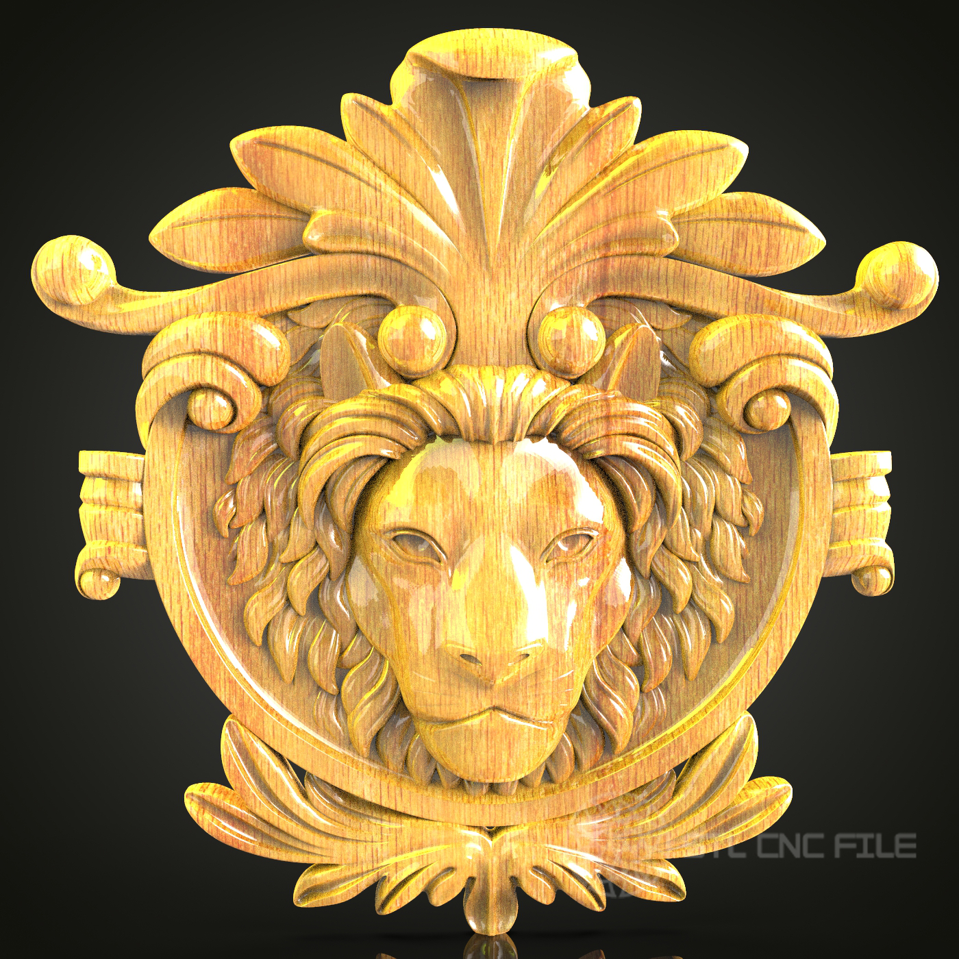 Lion Crest STL Model for CNC Routers, Regal Artcam Aspire Wood Engraving File, Heraldic Wall Decor, Royal CNC Carving Design