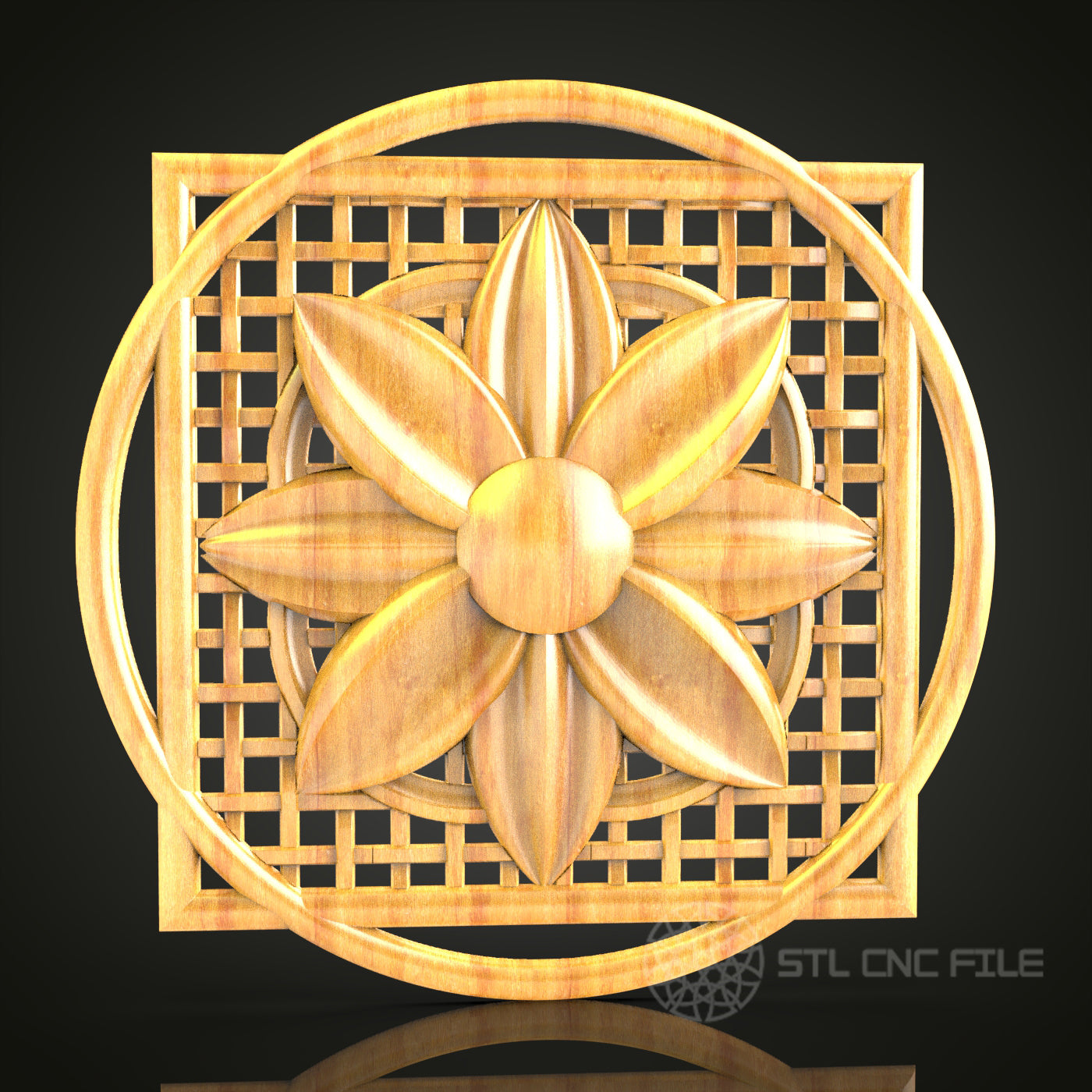 Lattice Flower Panel STL Model for CNC Router - Decorative Wooden Grid, Artcam, Aspire, CNC Files
