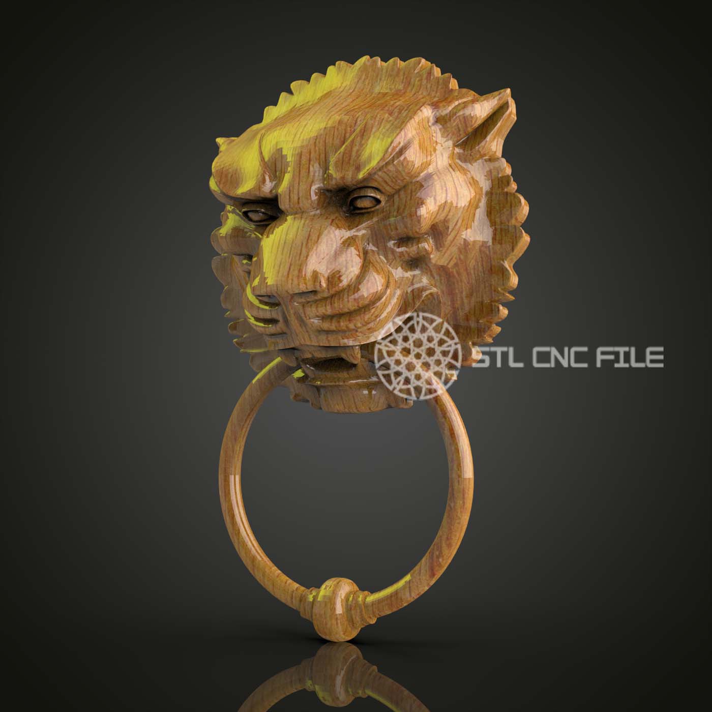 Lion's Roar - STL Door Knocker Model, CNC Wood Art, Aspire/Artcam Engraving, Regal Home Decor