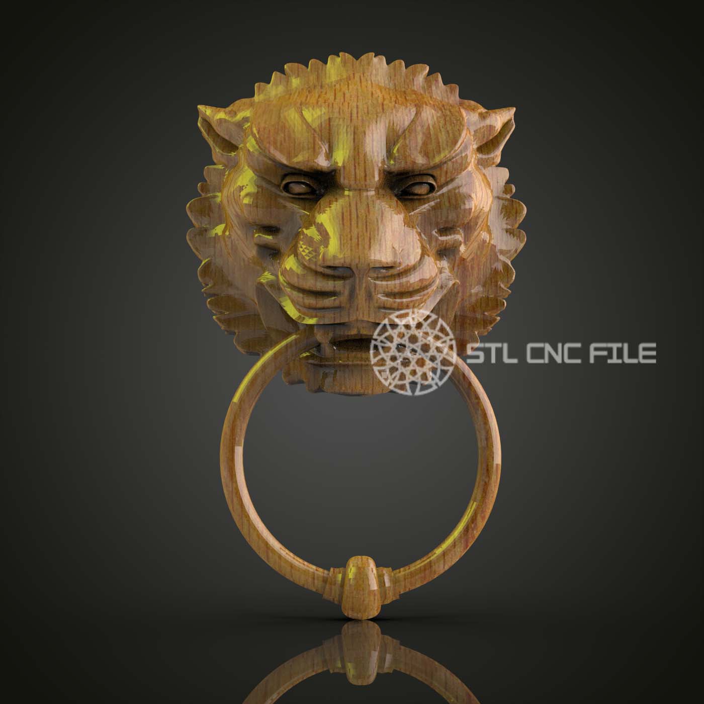 Lion's Roar - STL Door Knocker Model, CNC Wood Art, Aspire/Artcam Engraving, Regal Home Decor