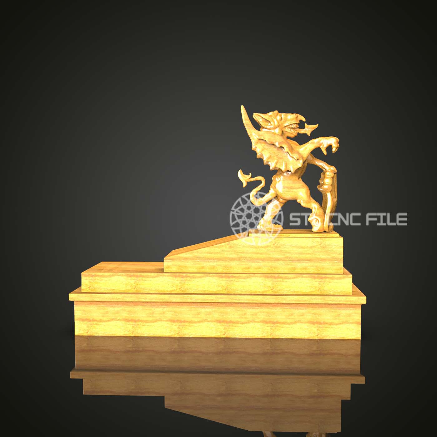 London Dragon Gargoyle STL Model - CNC Engraving File, Artcam/Aspire, Gothic Wood Carving Art, City of London Wall Decor