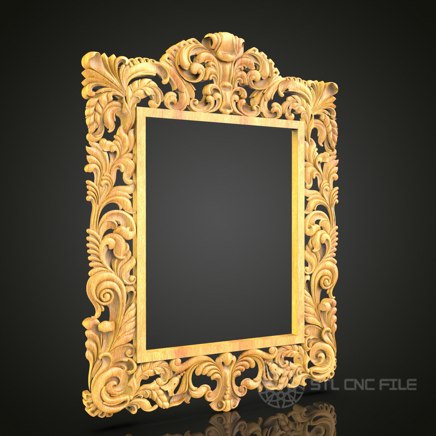 Luxurious Rococo Mirror Frame STL Model for CNC - Artcam, Aspire, CNC Router Files, Woodworking, Home Decor