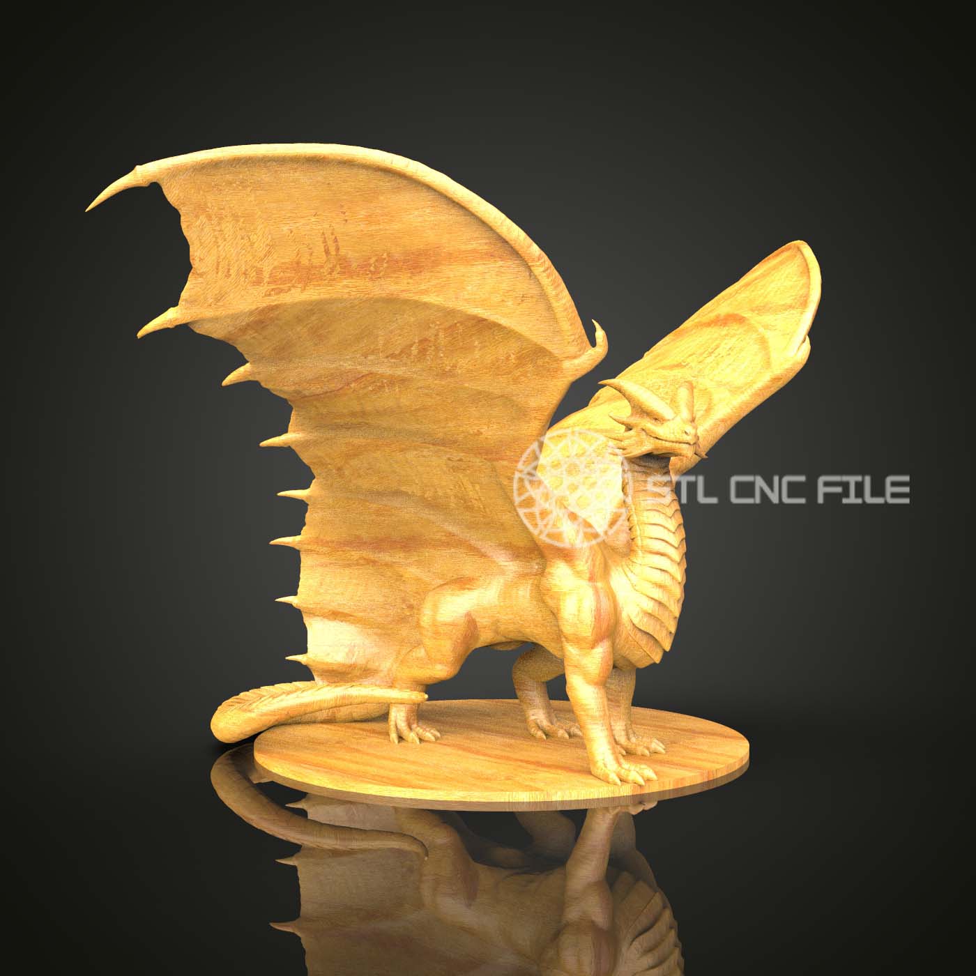 Majestic Dragon STL Model for CNC Router, Mythical Wood Carving File, Artcam & Aspire, Home Wall Decor, Digital CNC Artwork