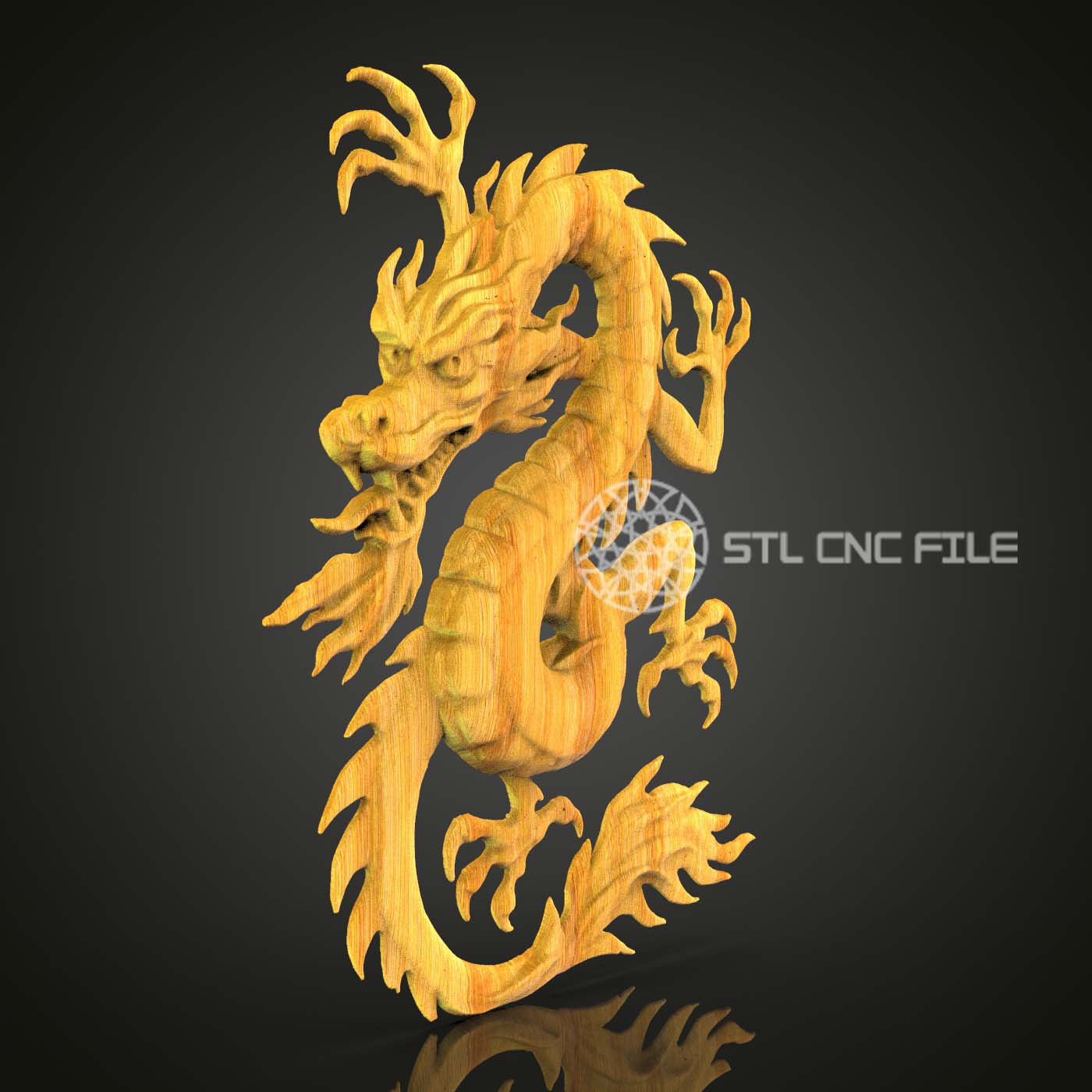 Majestic Dragon STL Model for CNC Routing, Engraver Wood Art File, Aspire Artcam Design, Intricate Wall Decor, Chinese Zodiac