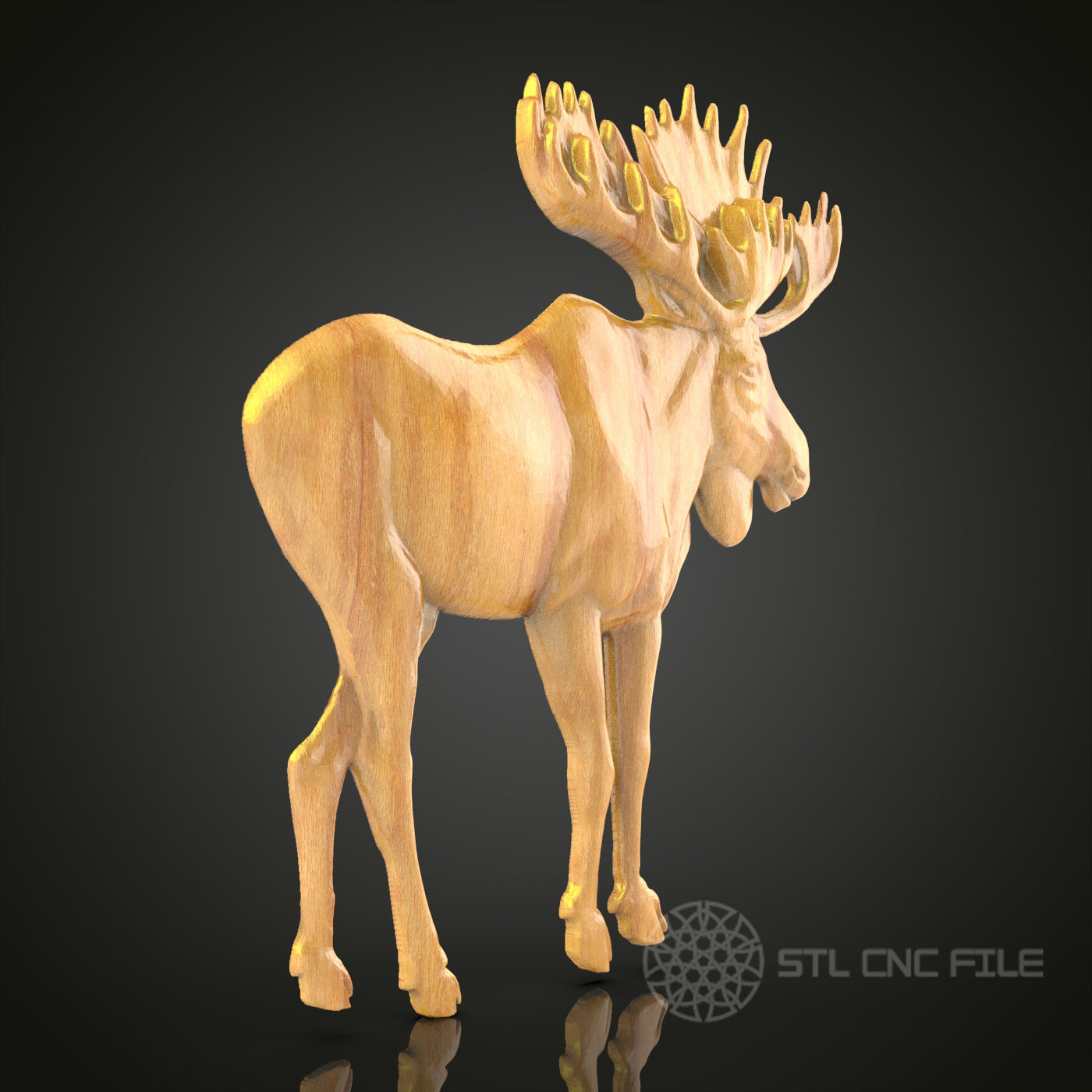 Majestic Moose Wood Sculpture STL File for CNC Router