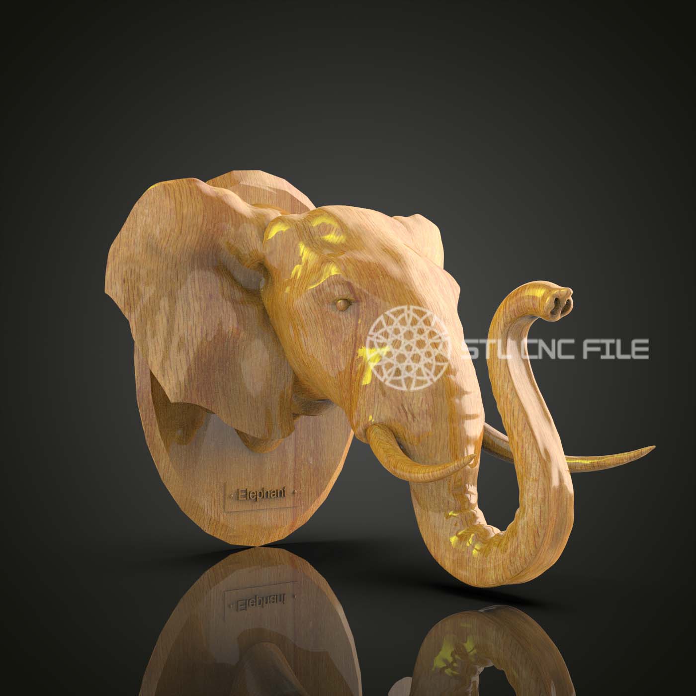 Majestic Tusker - Elephant Head STL Model, CNC Wood Carving, ArtcamAspire Engraving, Safari Decor