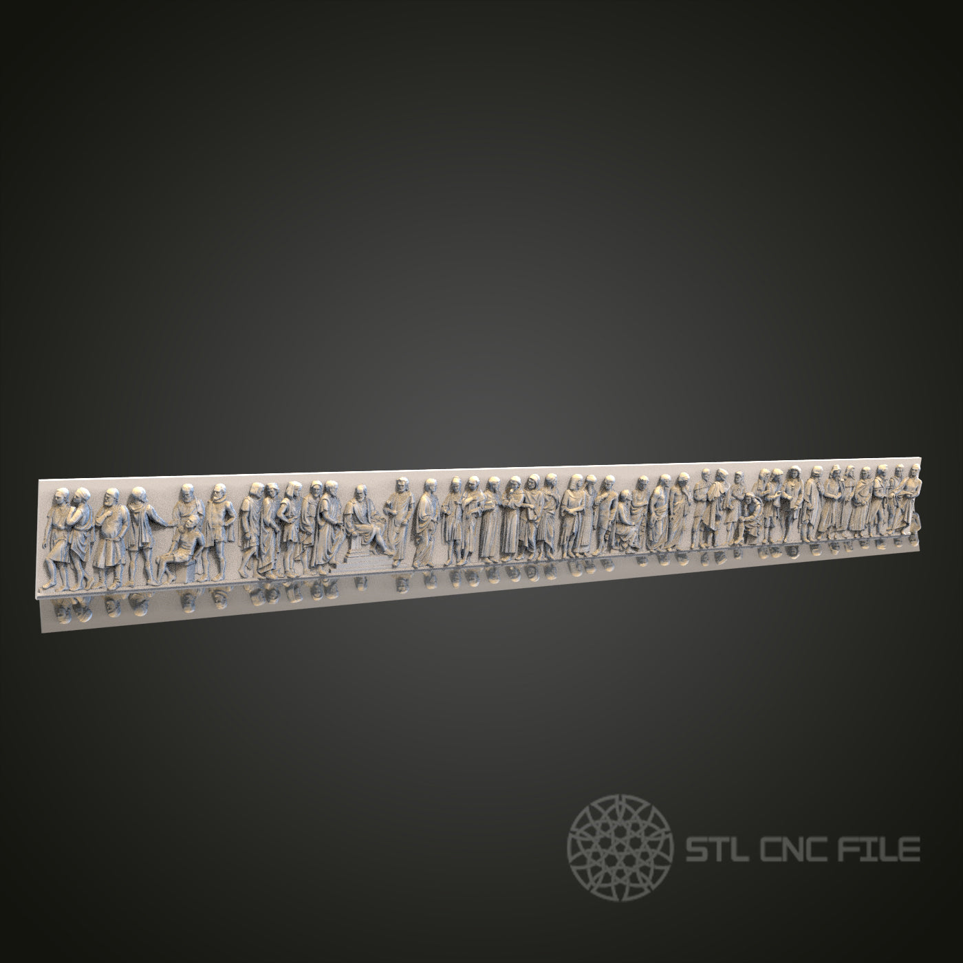 Medieval Procession STL Model for CNC Router, Artcam, Aspire, Decorative Long Wall Panel