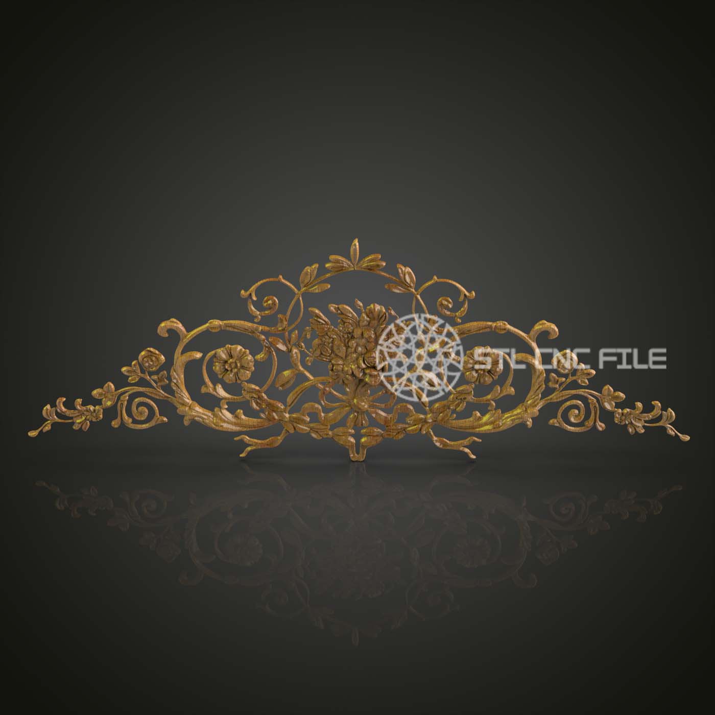 Modèle Baroque STL pour Gravure CNC, Fichiers de Luxe pour Artcam et Aspire, Décoration Murale en Bois, Art CNC Sophistiqué, Design Floral 3D, Élégance Classique