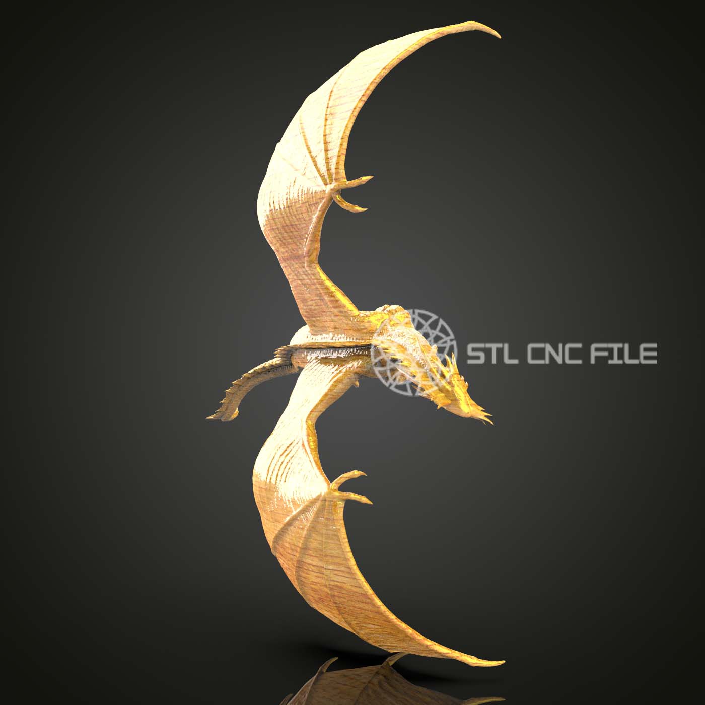 Mystical Flying Dragon - STL Model for CNC Routers, Engraving Art, Wood Carving Files, Artcam/Aspire, Fantasy Wall Decor, CNC Craftsmanship