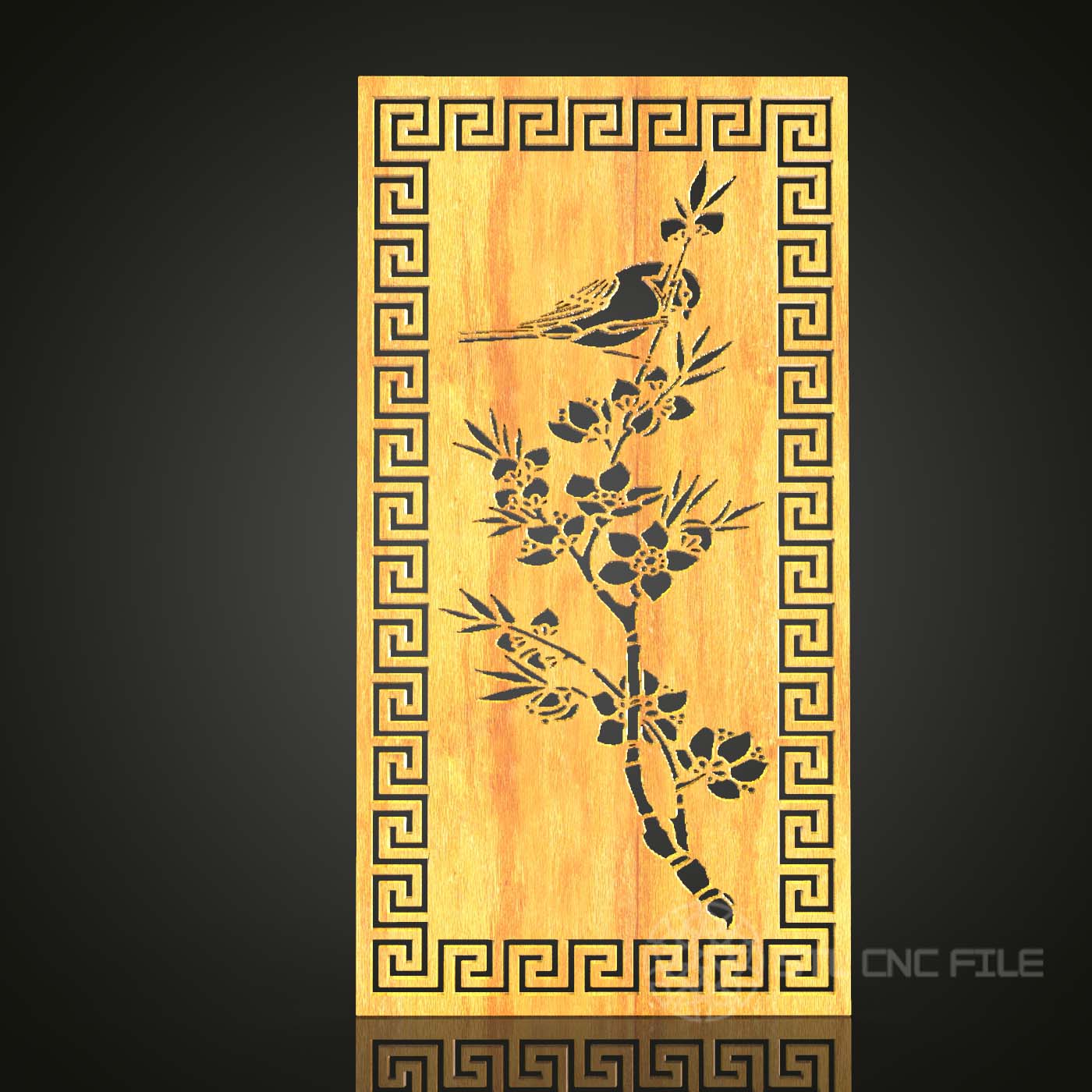 Oriental Bird & Bamboo STL Model, Elegant CNC Router Carving, Artcam Aspire Wood Art, Asian Inspired Wall Decor, Nature CNC File